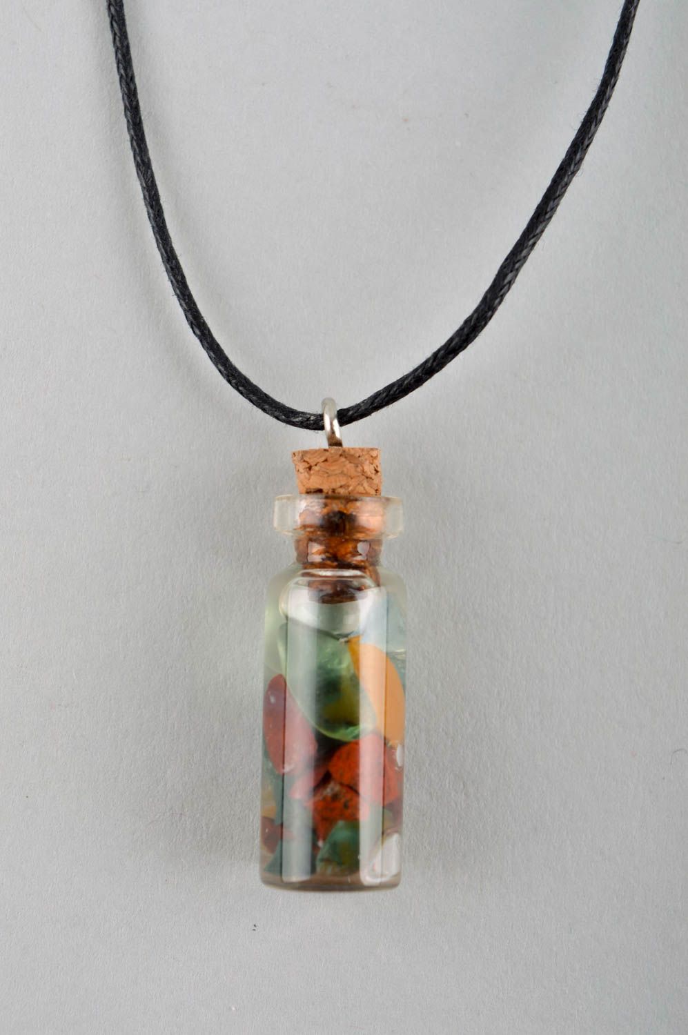 Handmade pendant necklace glass vial with cork necklace artisan jewelry photo 3
