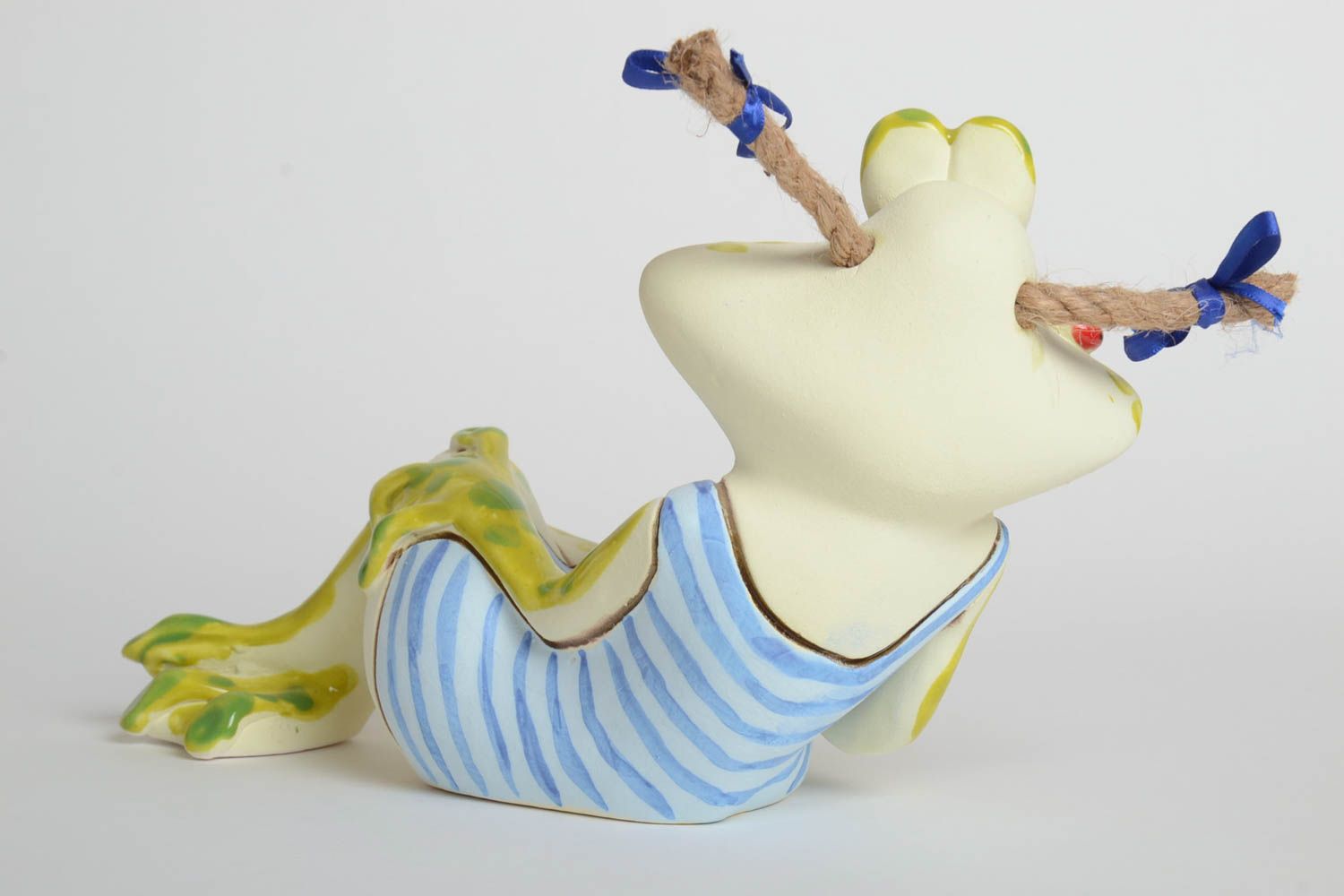 Statuette décorative Figurine fait main grenouille Déco maison céramique photo 4