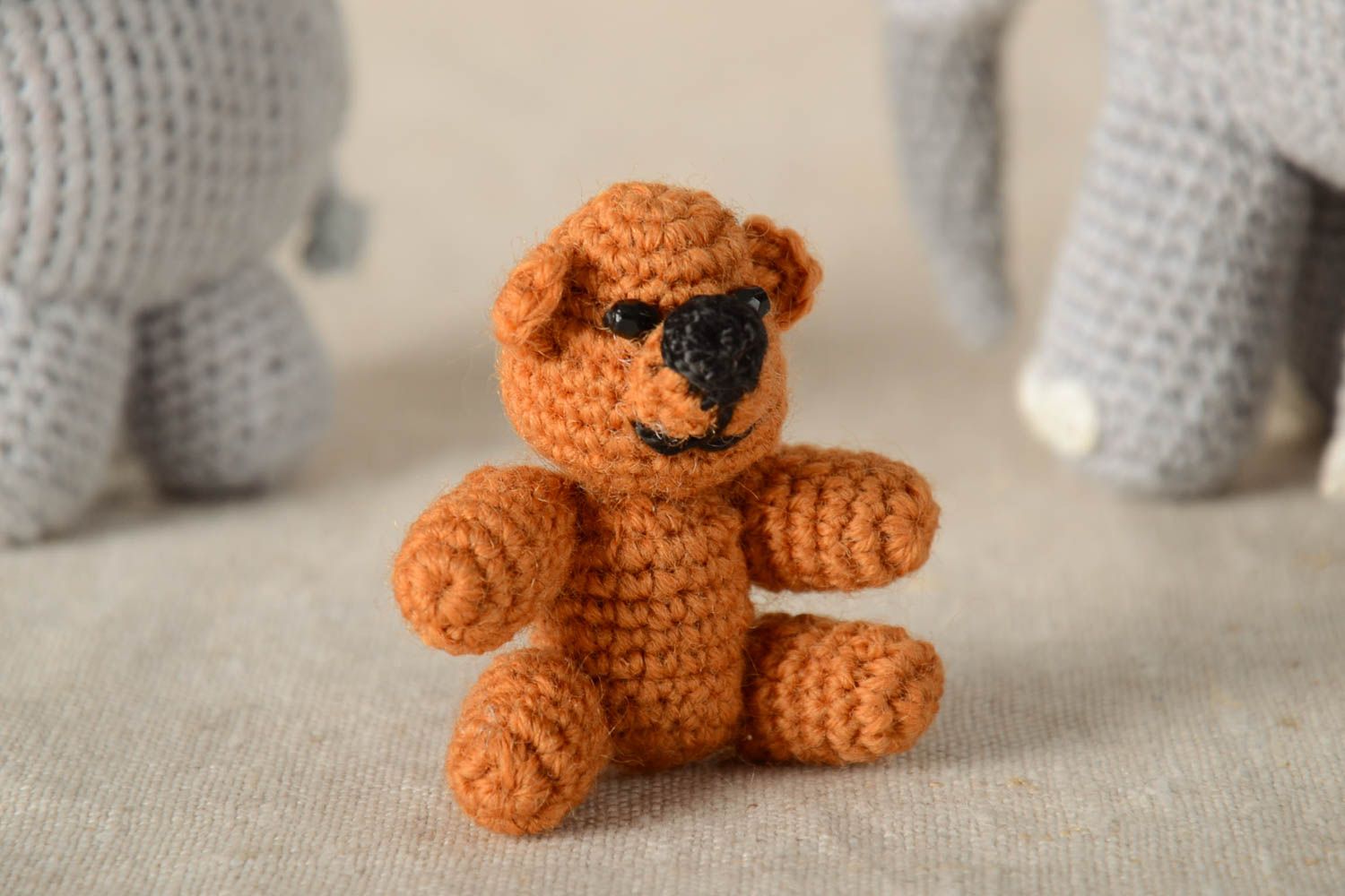 Doudou ours brun fait main Jouet tricot en coton au crochet Cadeau pour enfant photo 1