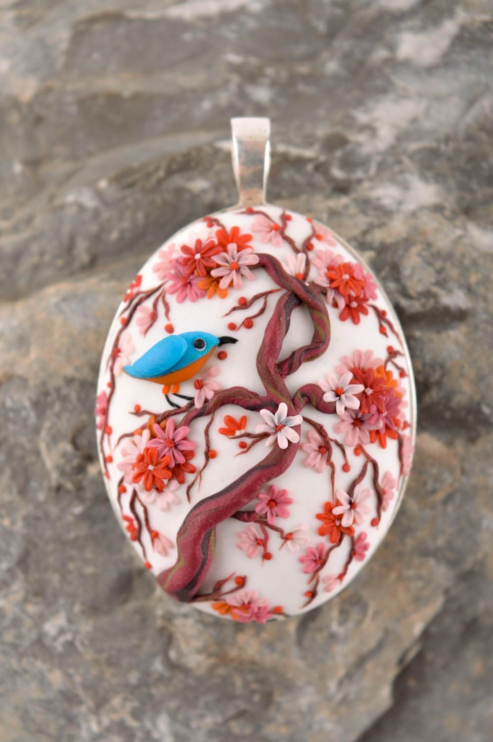 Handmade pendant unusual accessory gift ideas clay pendant for girls gift ideas photo 1