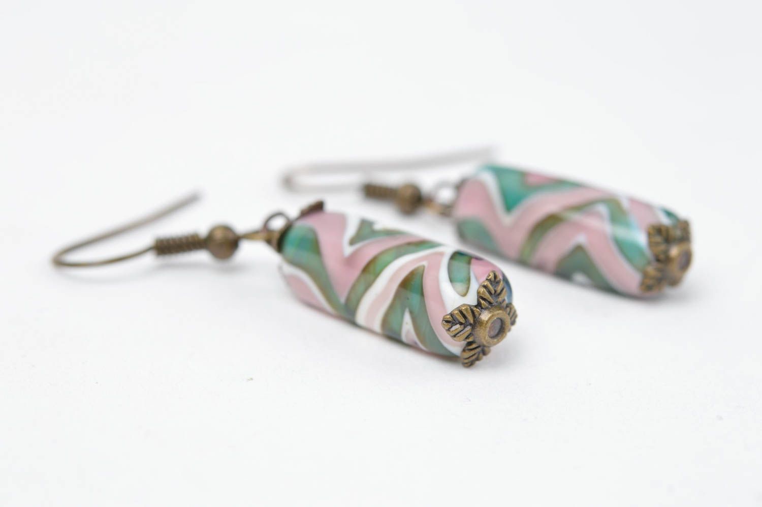 Handmade lange schöne Glas Ohrringe Accessoire für Frauen Damen Schmuck foto 4