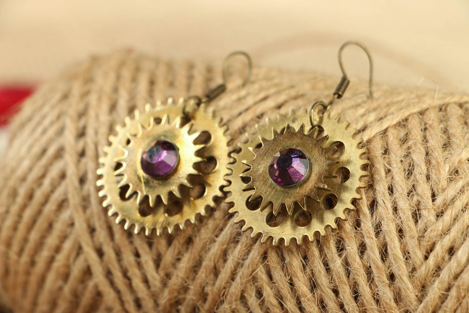 Metal earrings in steampunk style photo 4