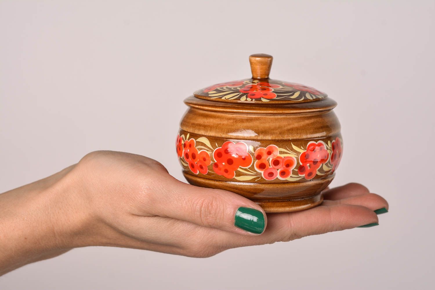 Солонка ручной работы деревянная солонка с росписью красивая дизайнерская посуда фото 2