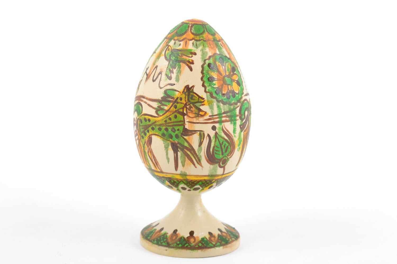 Wooden decorative egg painted with oils handmade designer Easter interior ideas photo 2