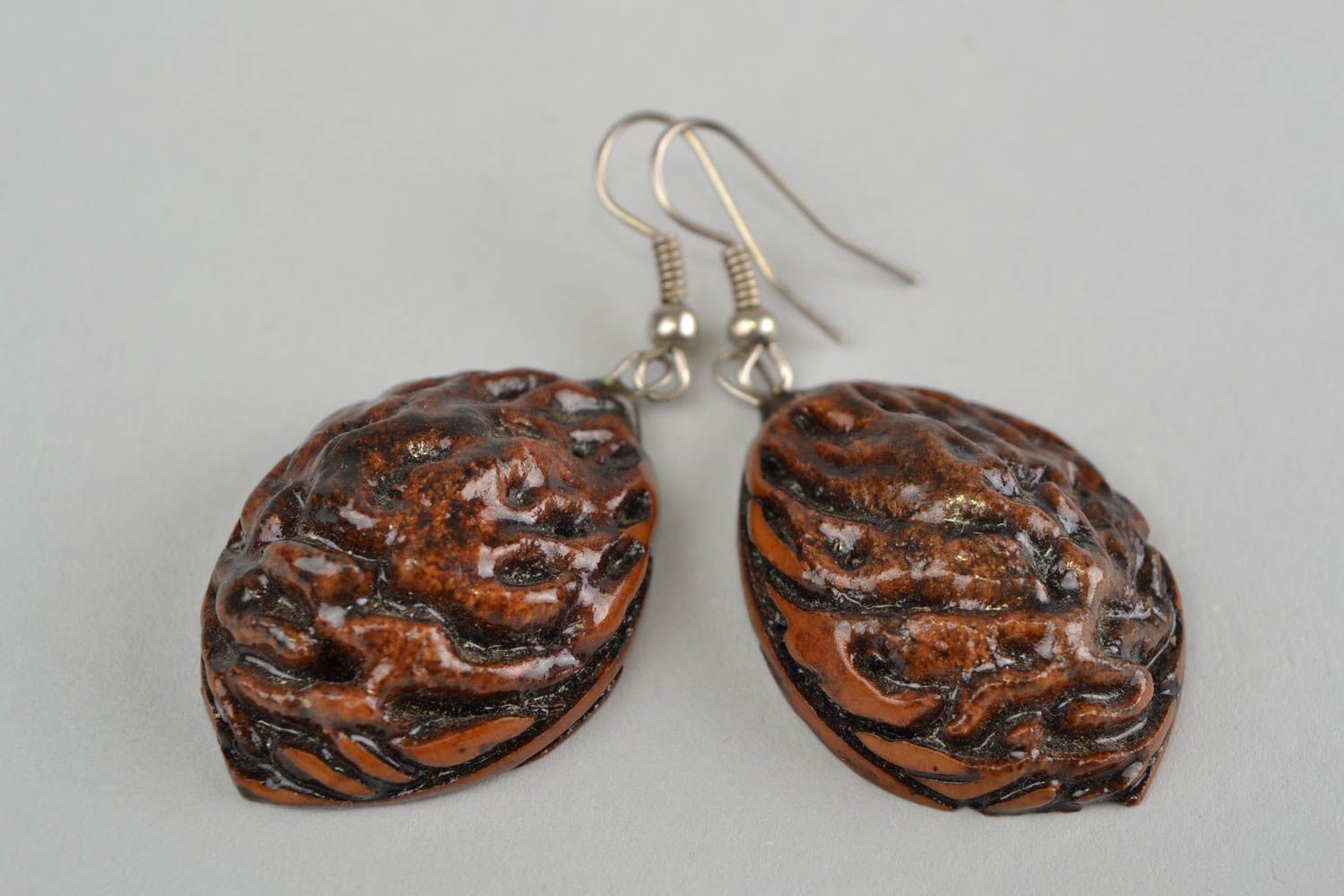 Unusual handmade designer earrings peach kernel jewelry fashion accessories photo 3