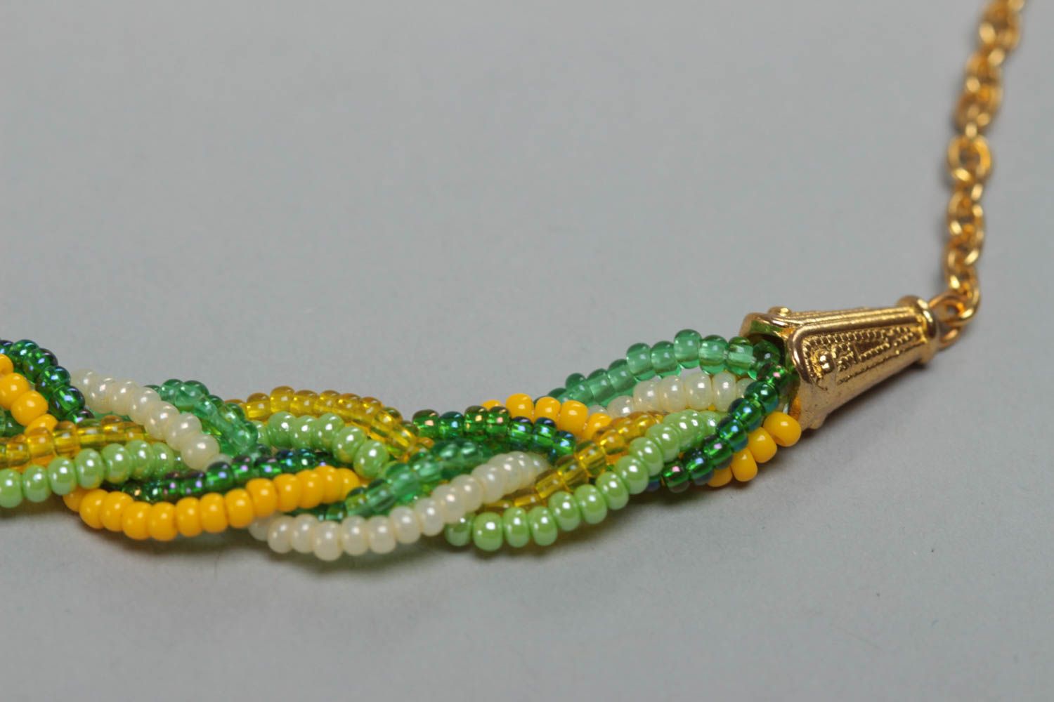 Beautiful children's handmade braided beaded necklace bright stylish accessory photo 3