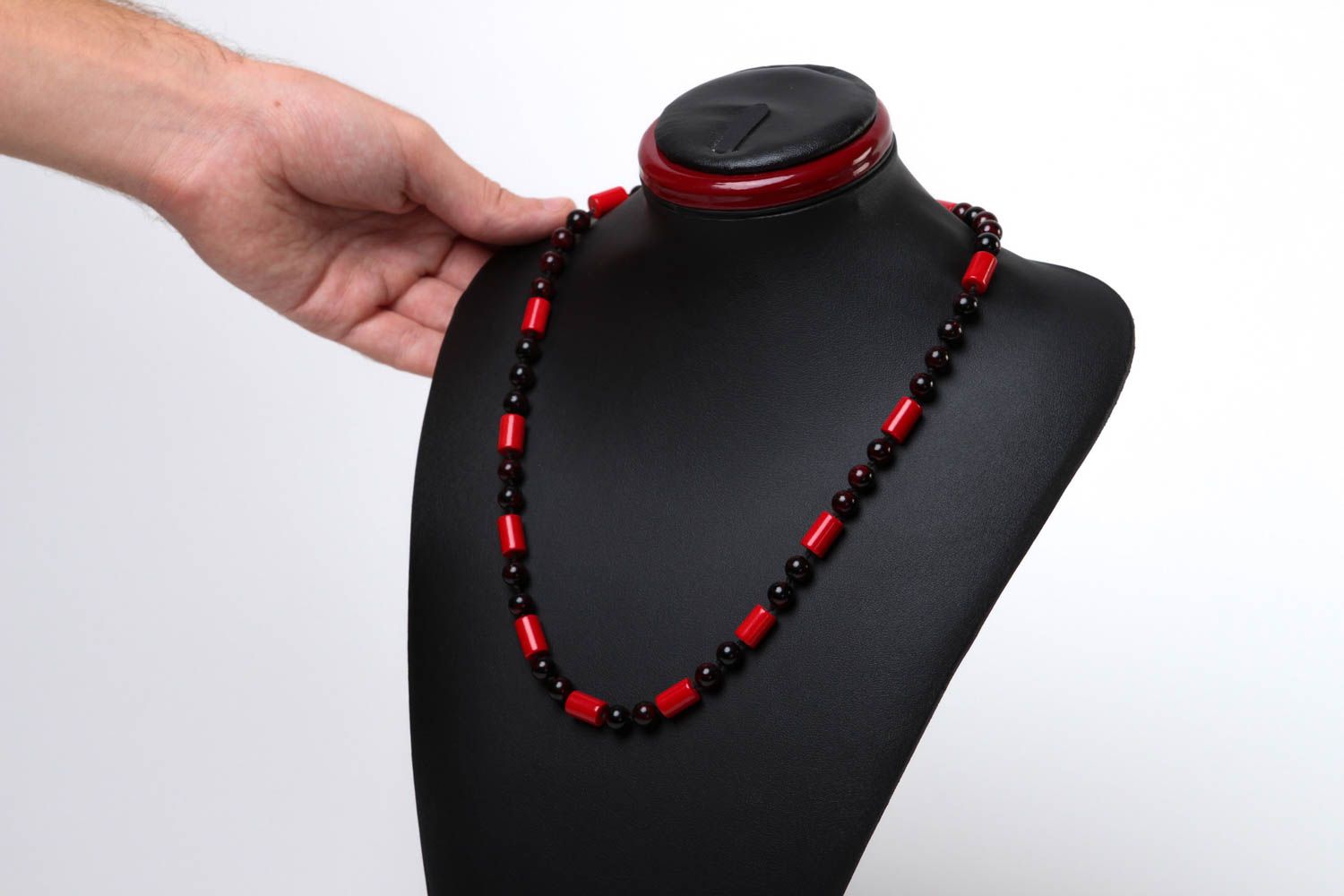 Perlen Schmuck handmade Frauen Halskette Geschenk für Frauen schwarz rot foto 5