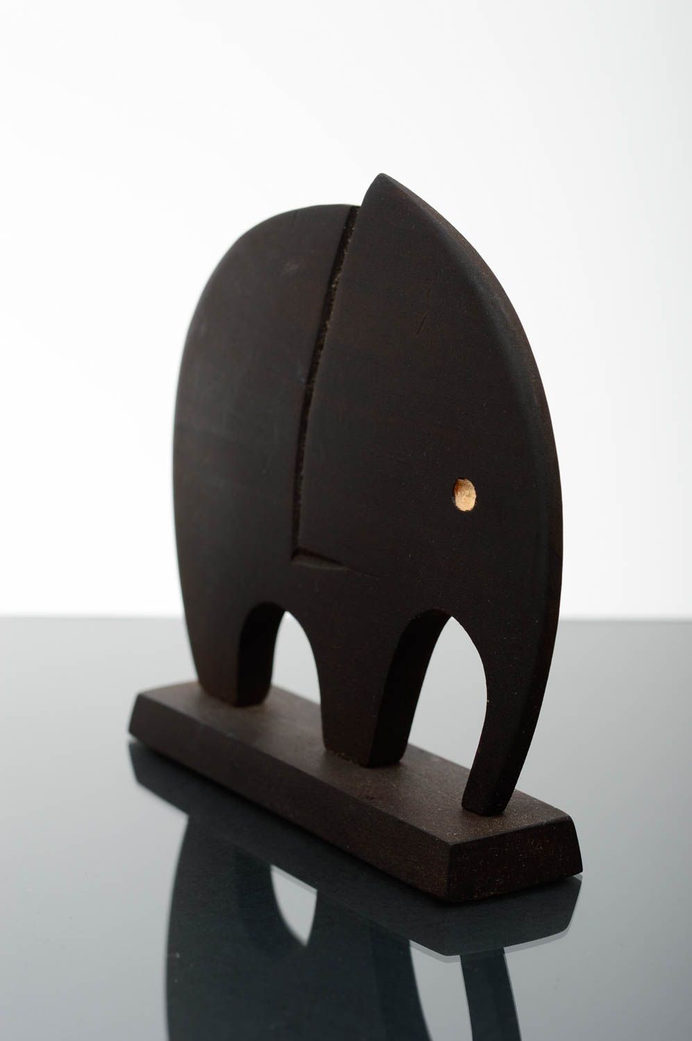 Handmade Deko Figur Holz Dekoration ausgefallenes Geschenk Elefant in Schwarz foto 2