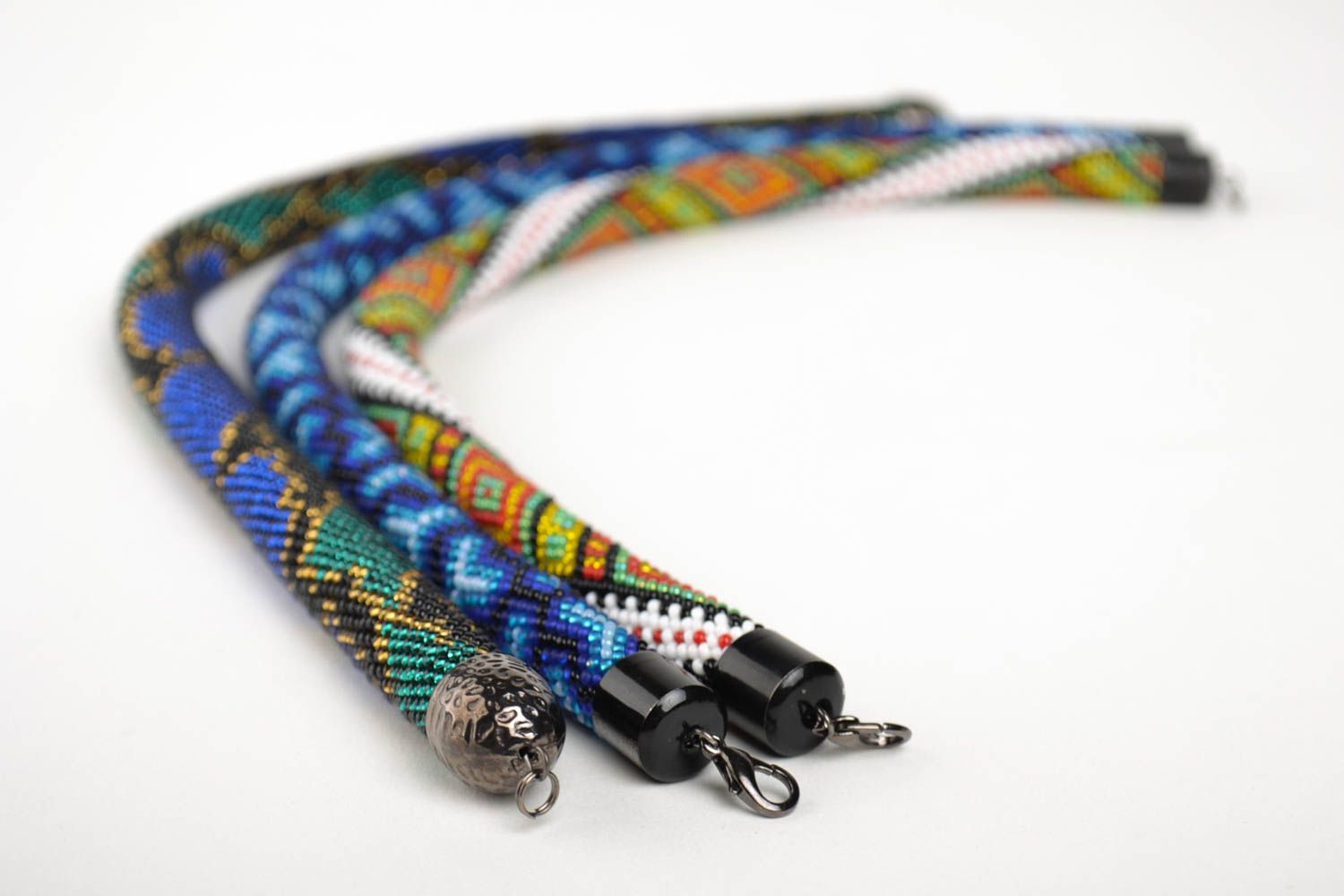 Handmade seed bead necklace mosaic necklace beaded cord jewelry fashion jewelry photo 3