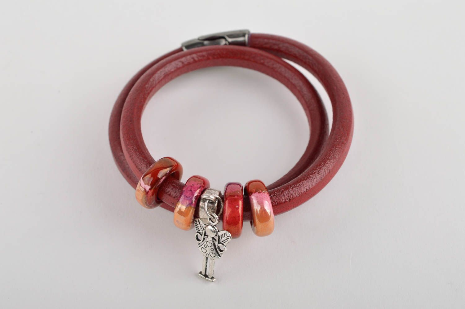 Unusual handmadeleather necklace design leather wrist bracelet gifts for her photo 5