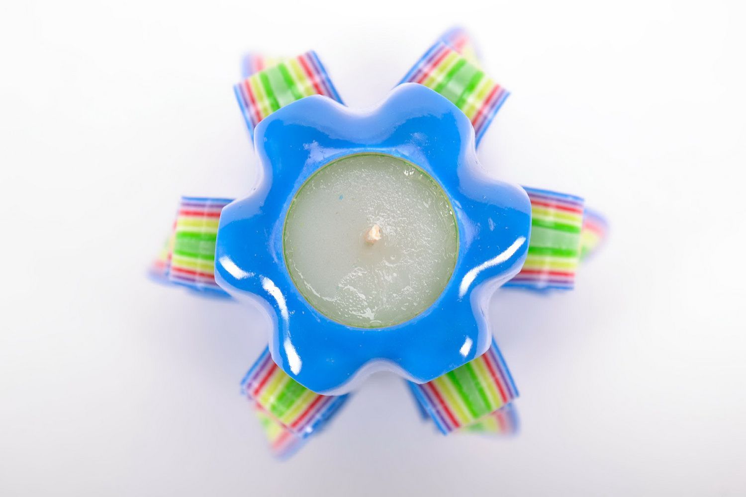 Geschnitzte Kerze aus Paraffin Blaue Birne foto 2