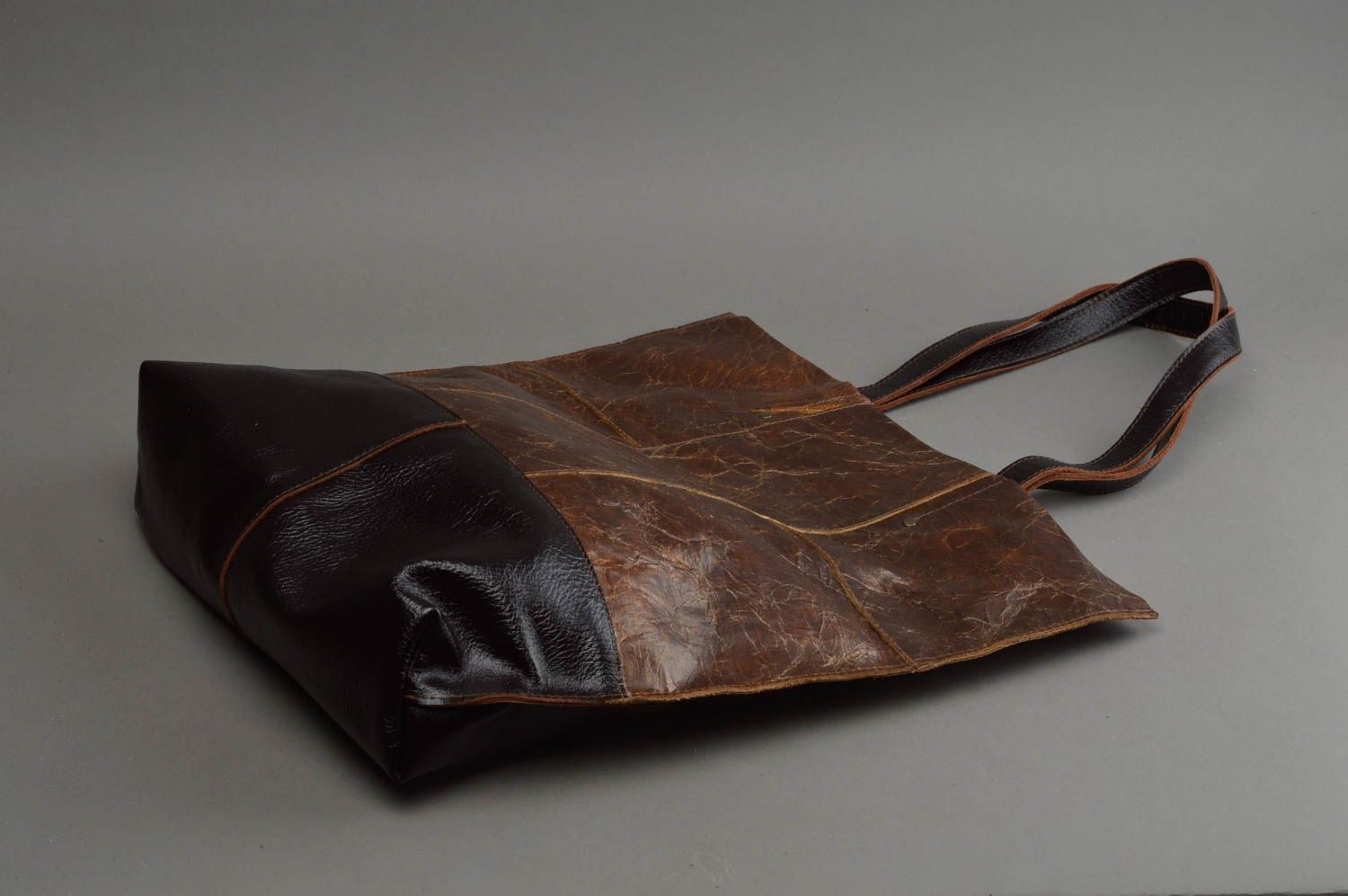 Женская оригинальная сумка из натуральной кожи ручной работы коричневая   фото 2