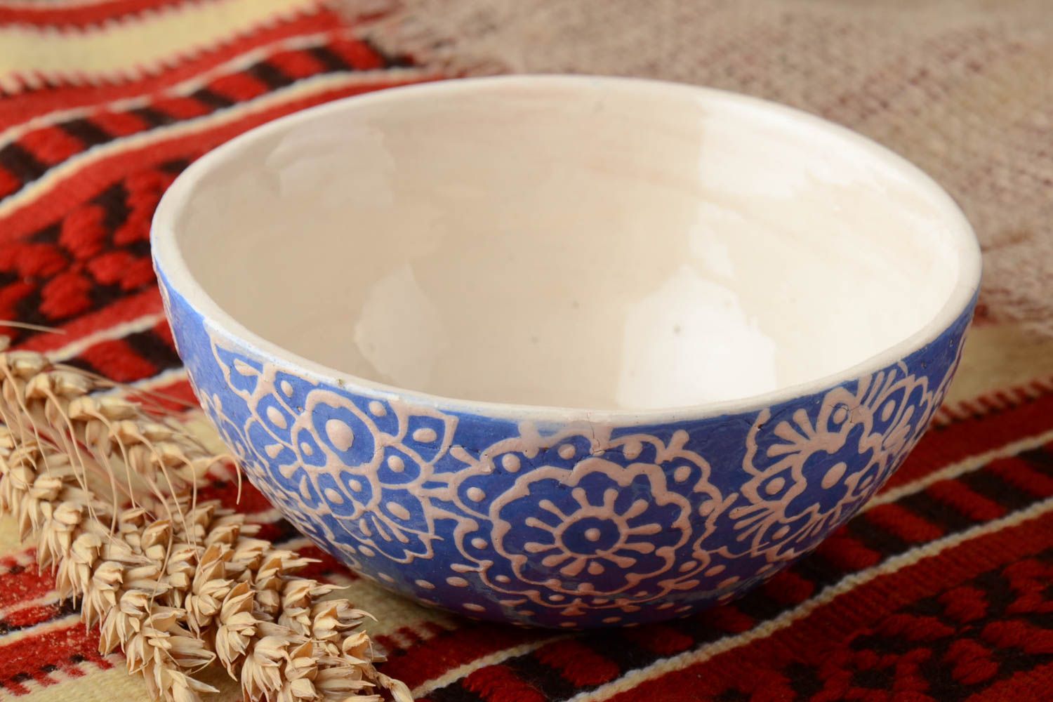 Handmade beautiful glazed ceramic deep bowl eco friendly kitchen pottery 500ml photo 1