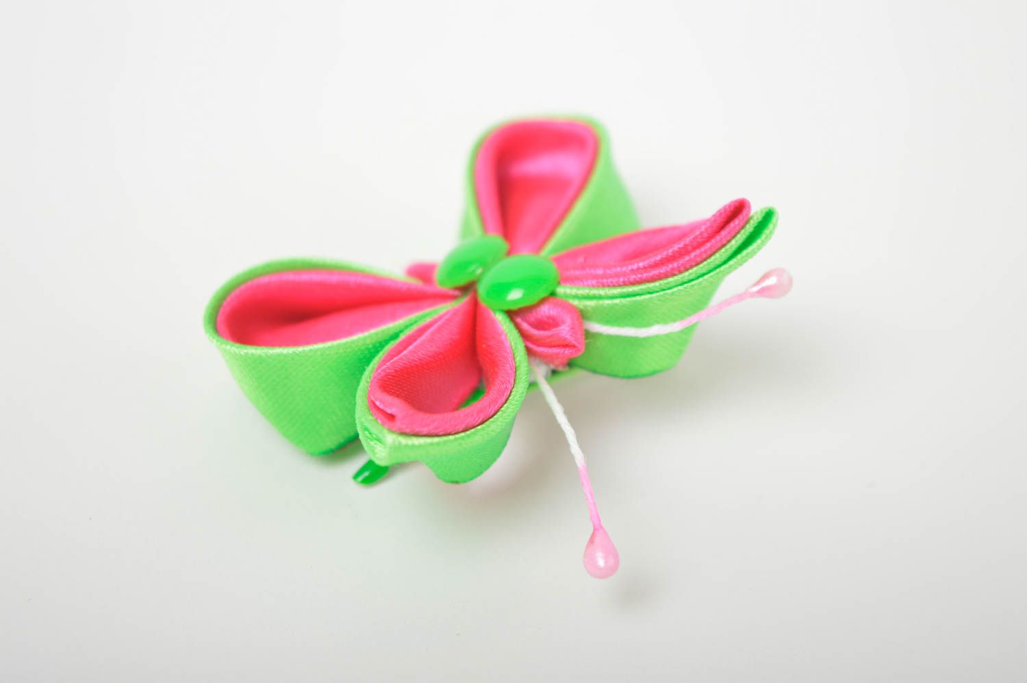 Handmade Haarspange Schmetterling Mädchen Haarschmuck Mode Accessoire rosa grün foto 5