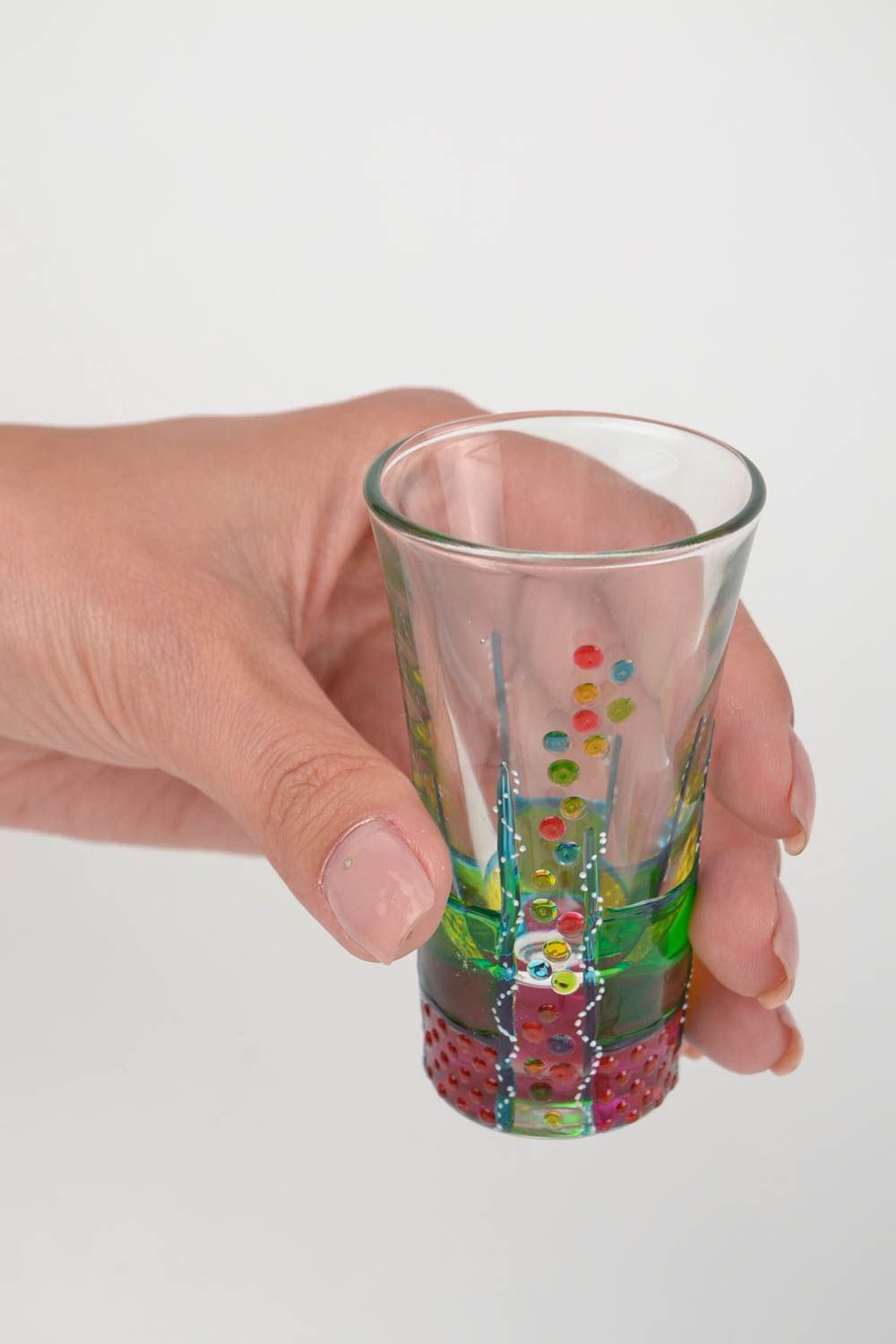 Handmade farbiges Trinkglas mit Bemalung Geschirr Set aus Glas Deko für Küche foto 2