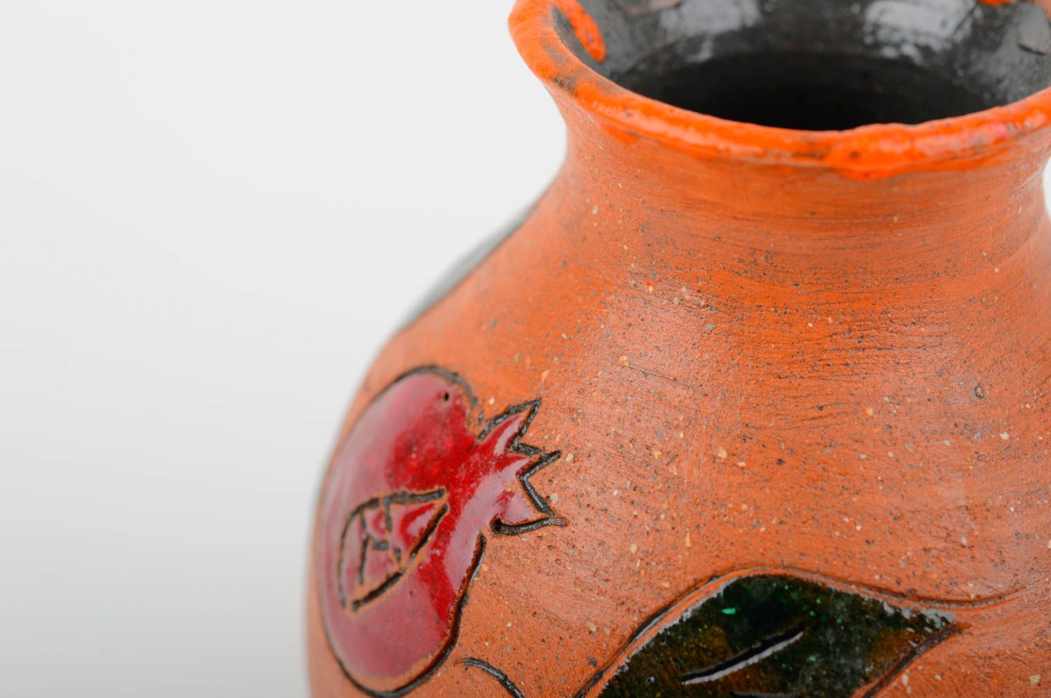 Small ceramic hand-painted orange color classic style vase for home décor 0,5 lb photo 5