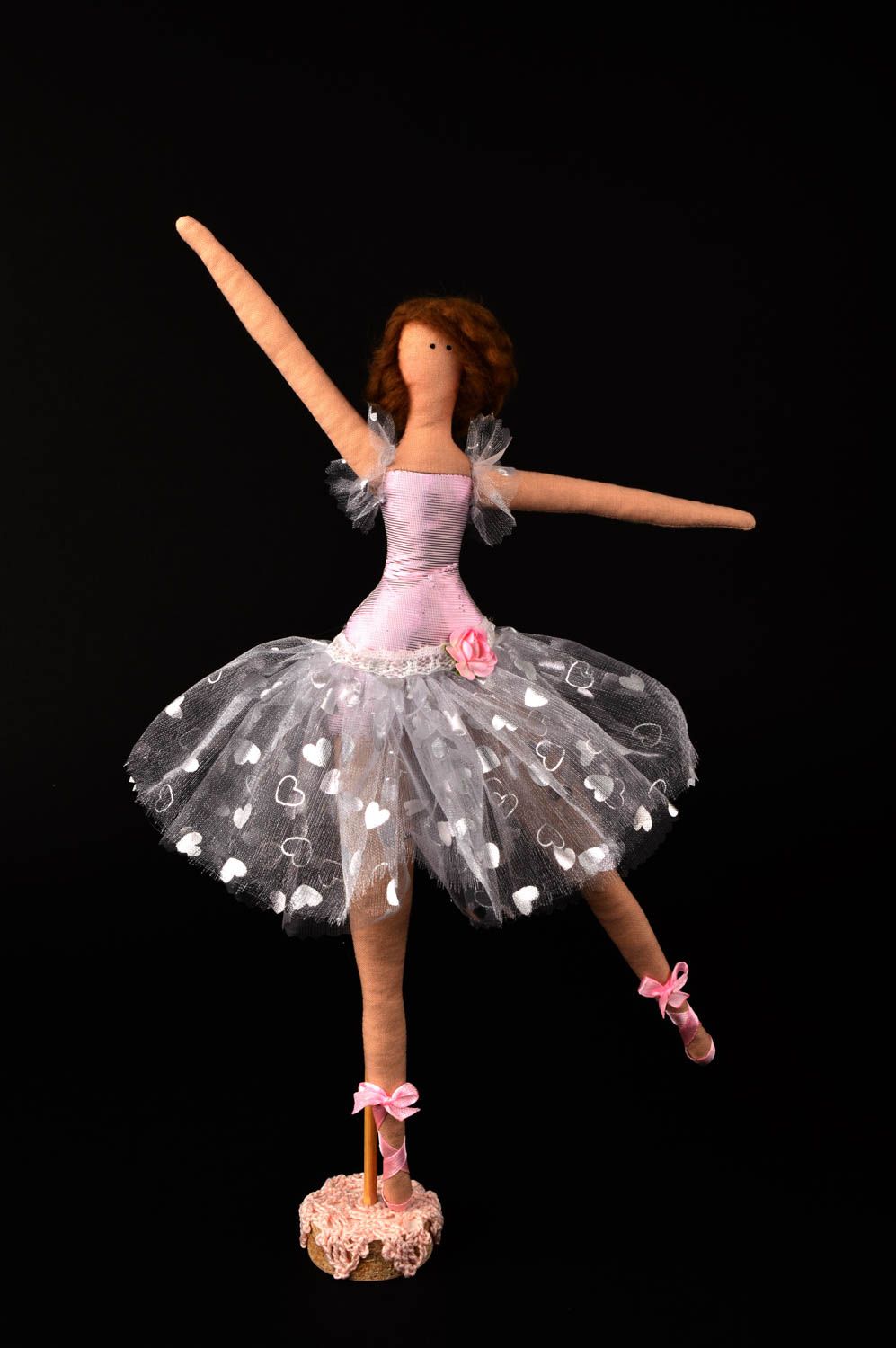Кукла ручной работы кукла из ткани авторская кукла на подставке Балерина фото 1