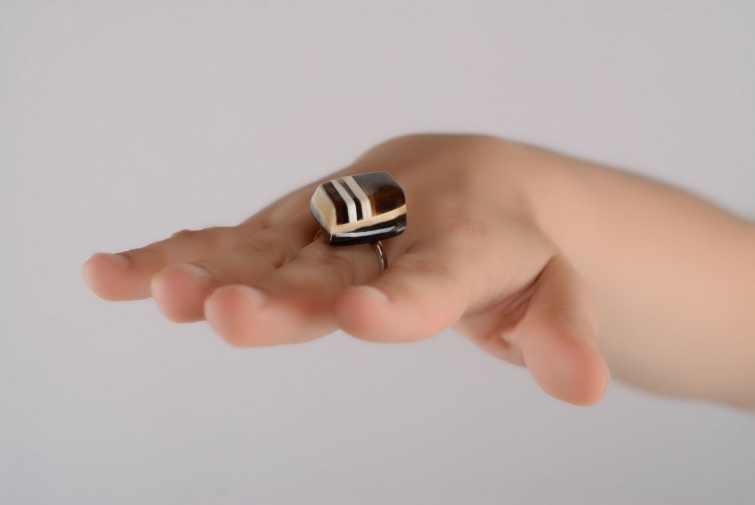 Silver ring with horn photo 3