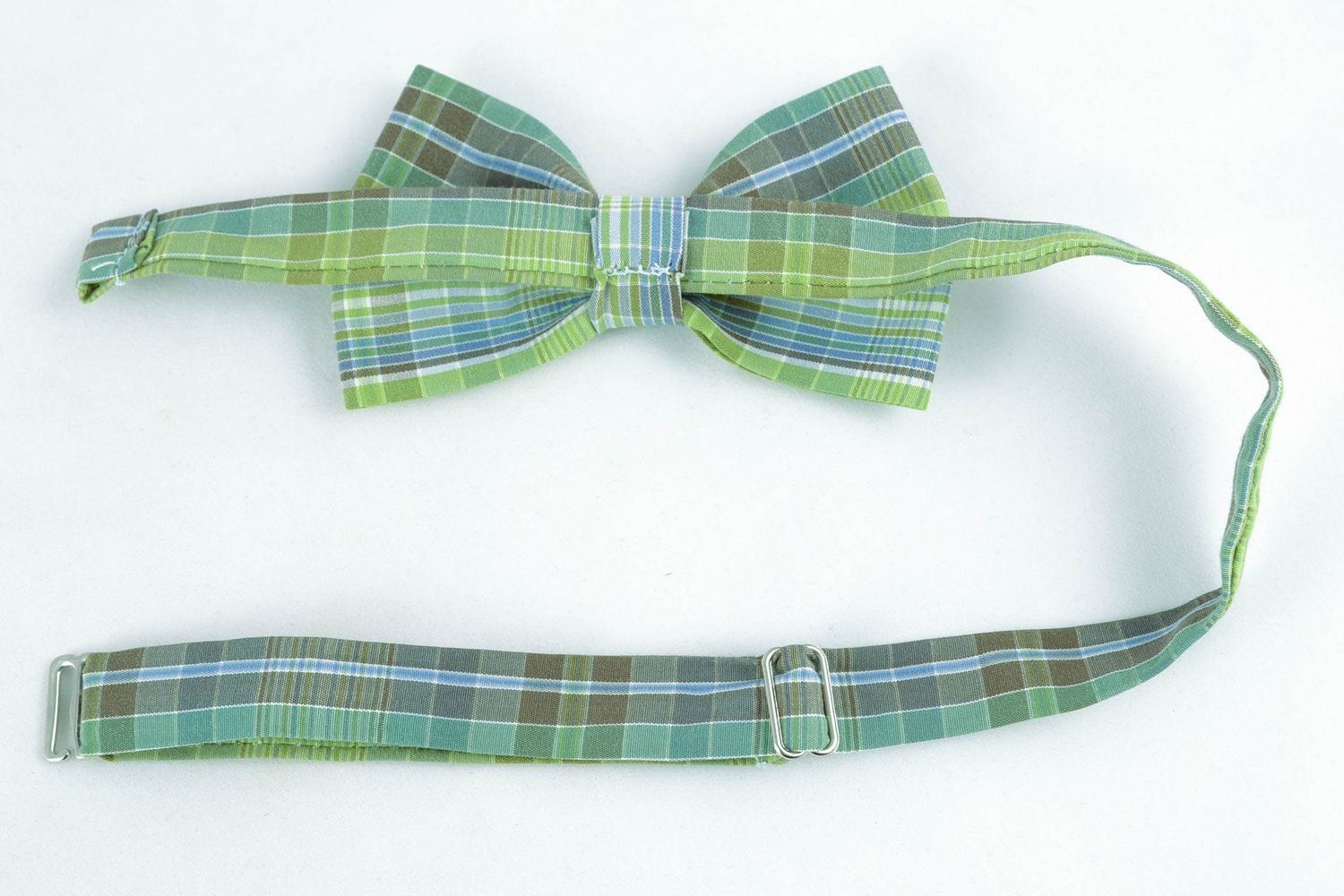Текстильный галстук-бабочка в оригинальную клеточку фото 5