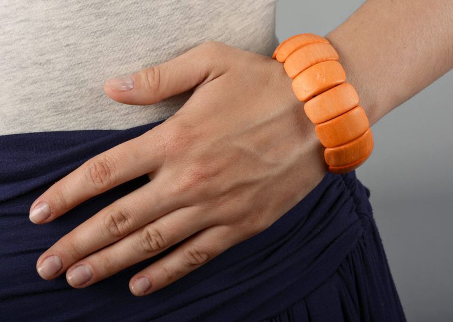 Pulsera para muñeca de color coralino, pulsera anaranjada  foto 5