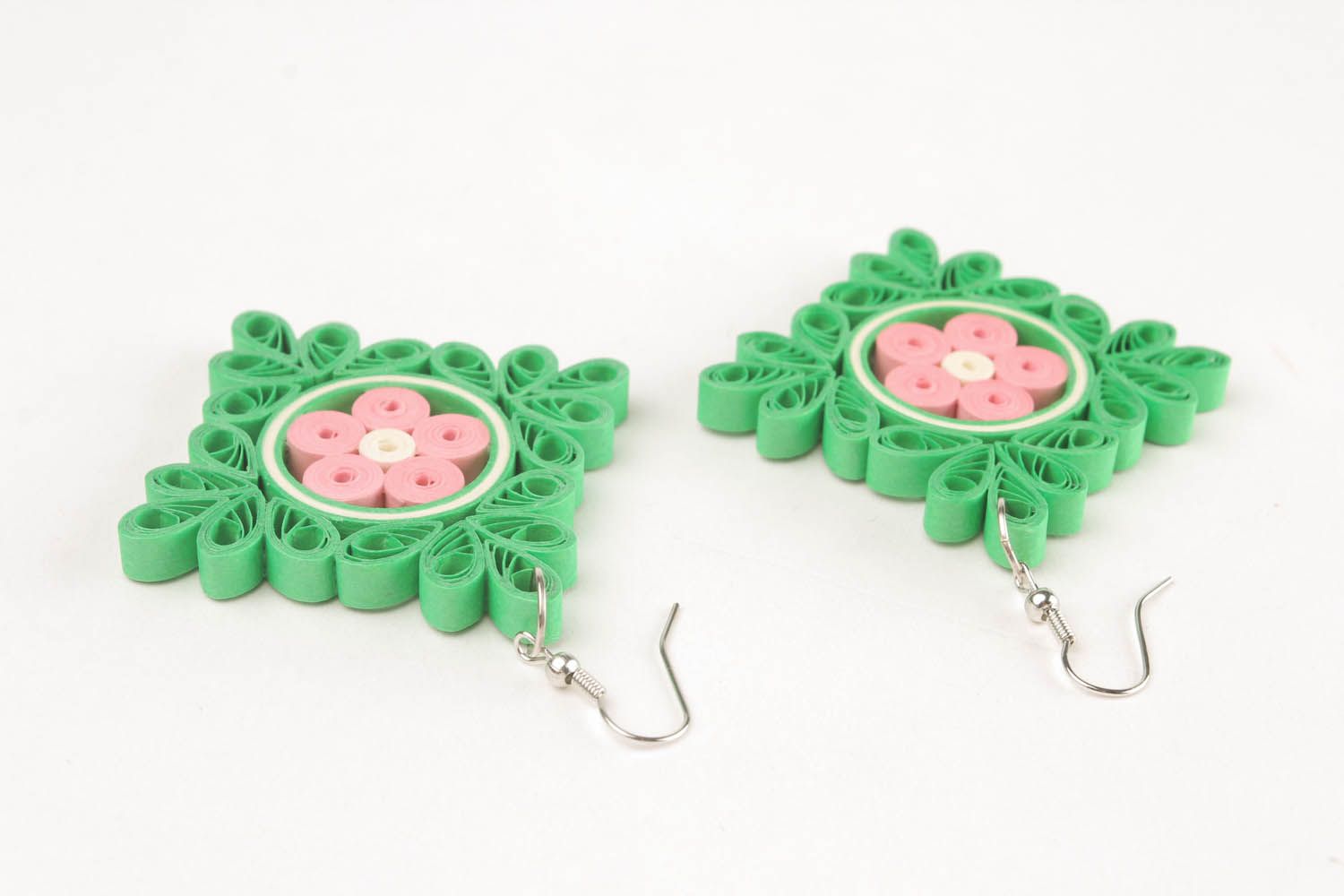 Square paper earrings photo 2