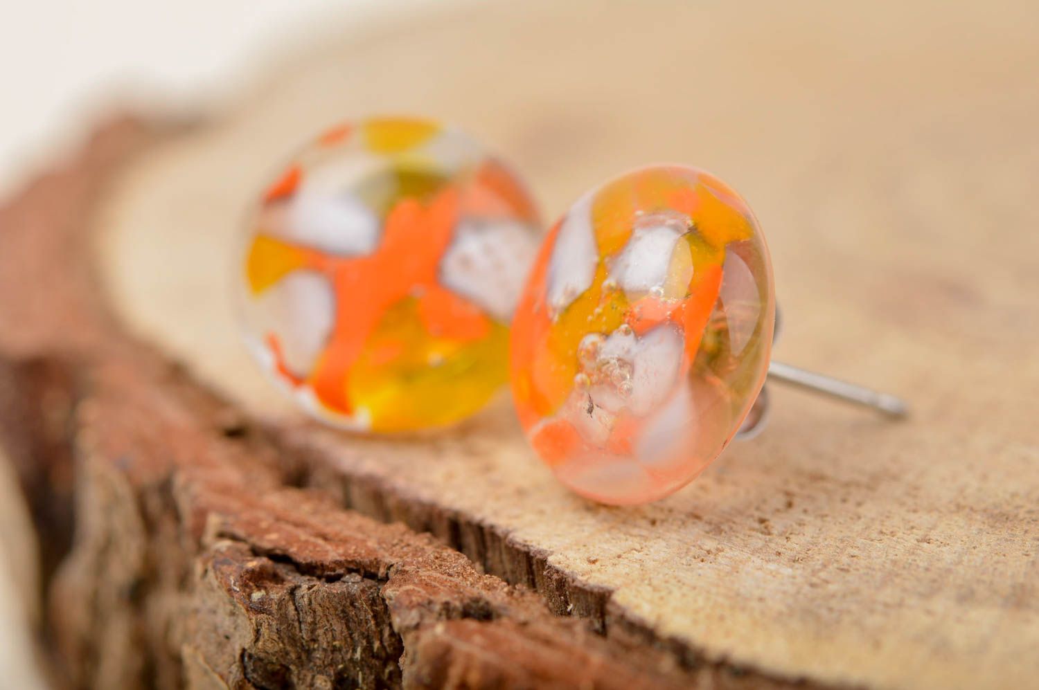 Unusual handmade glass earrings stud earrings design artisan jewelry designs photo 1