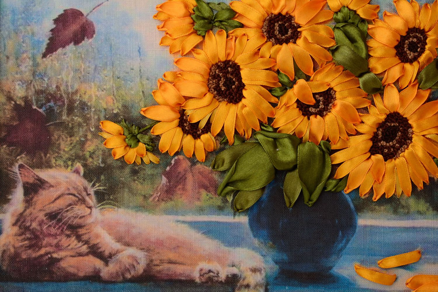 Embroidered picture Sunflowers photo 2