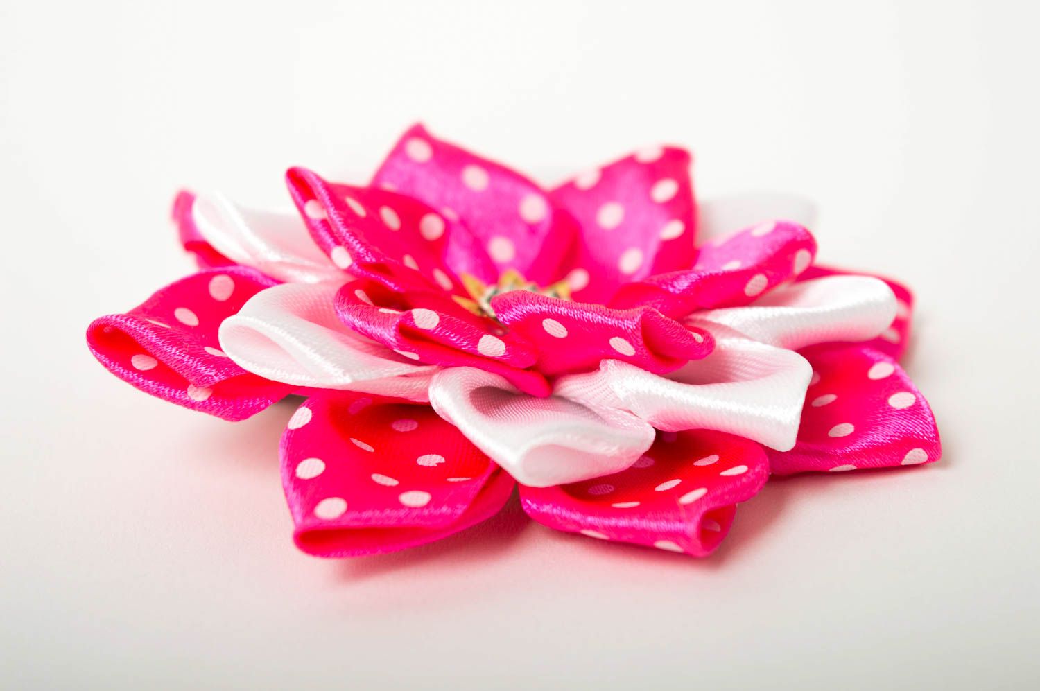 Barrette fleur fait main Accessoire coiffure rose-blanc Cadeau pour fille photo 5