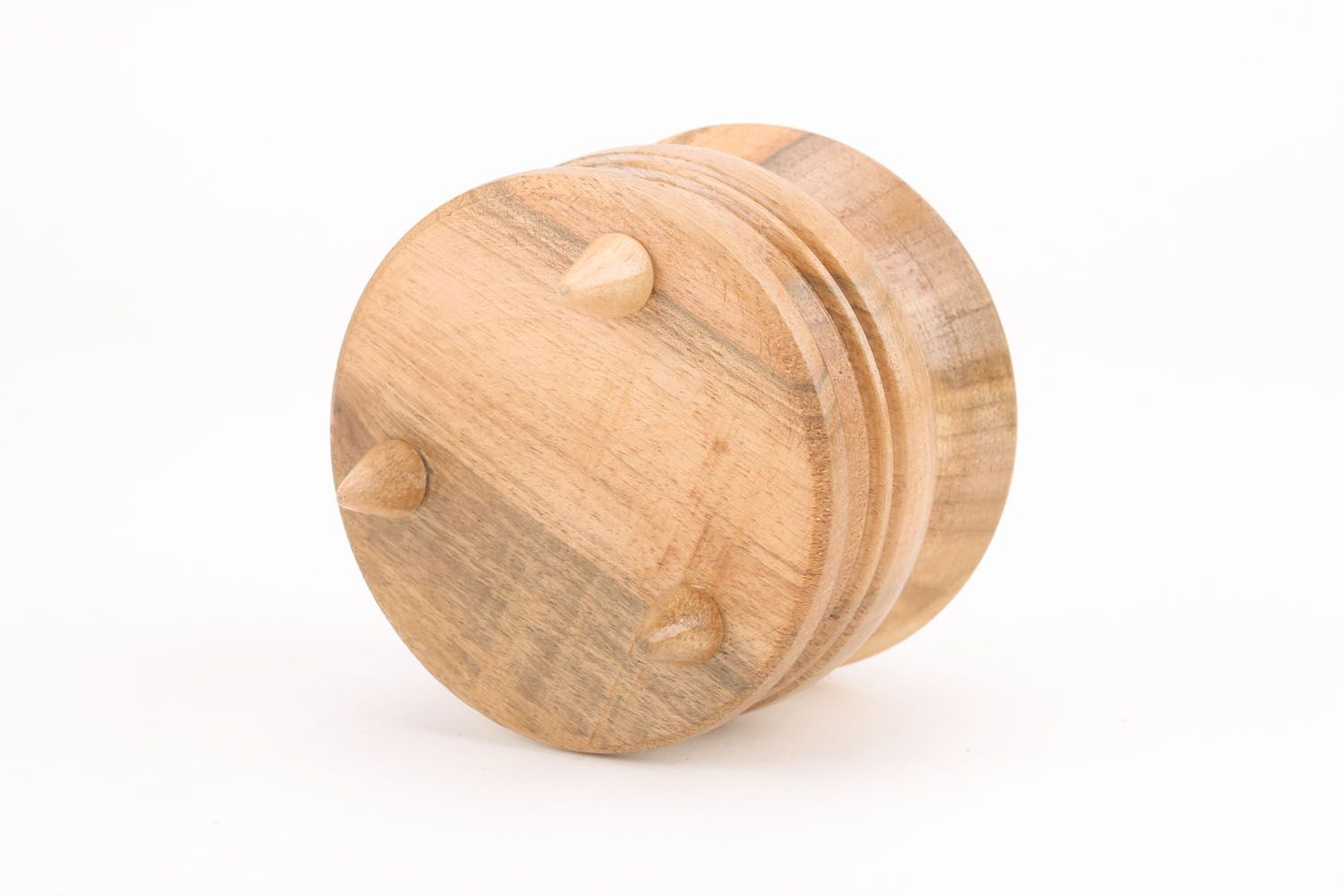 Scatola di legno fatta a mano cofanetto rotondo scrigno intagliato in legno
 foto 1
