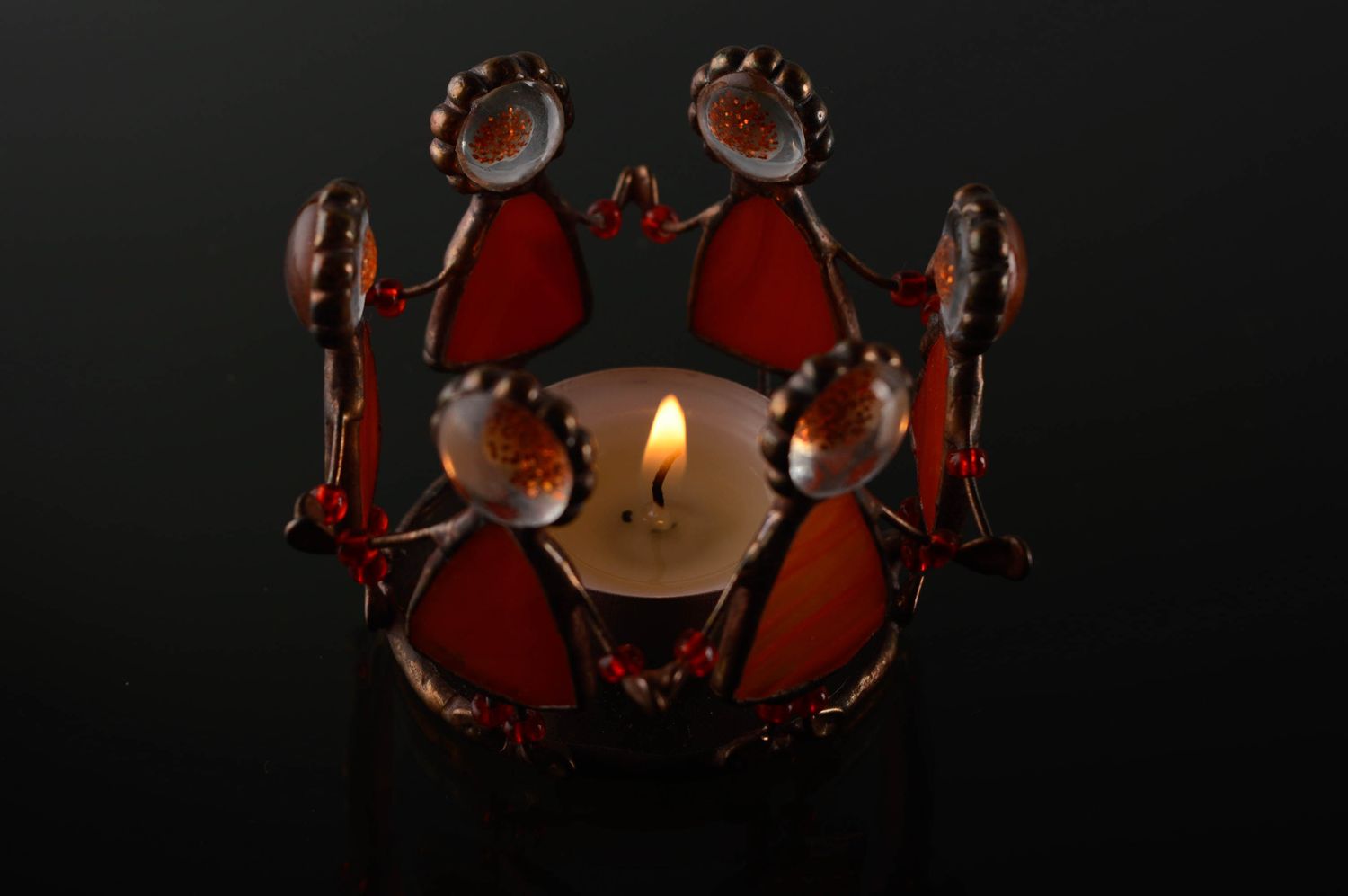 Vitrage Deko Kerzenhalter aus Glas und Kupfer Engelstanz foto 4