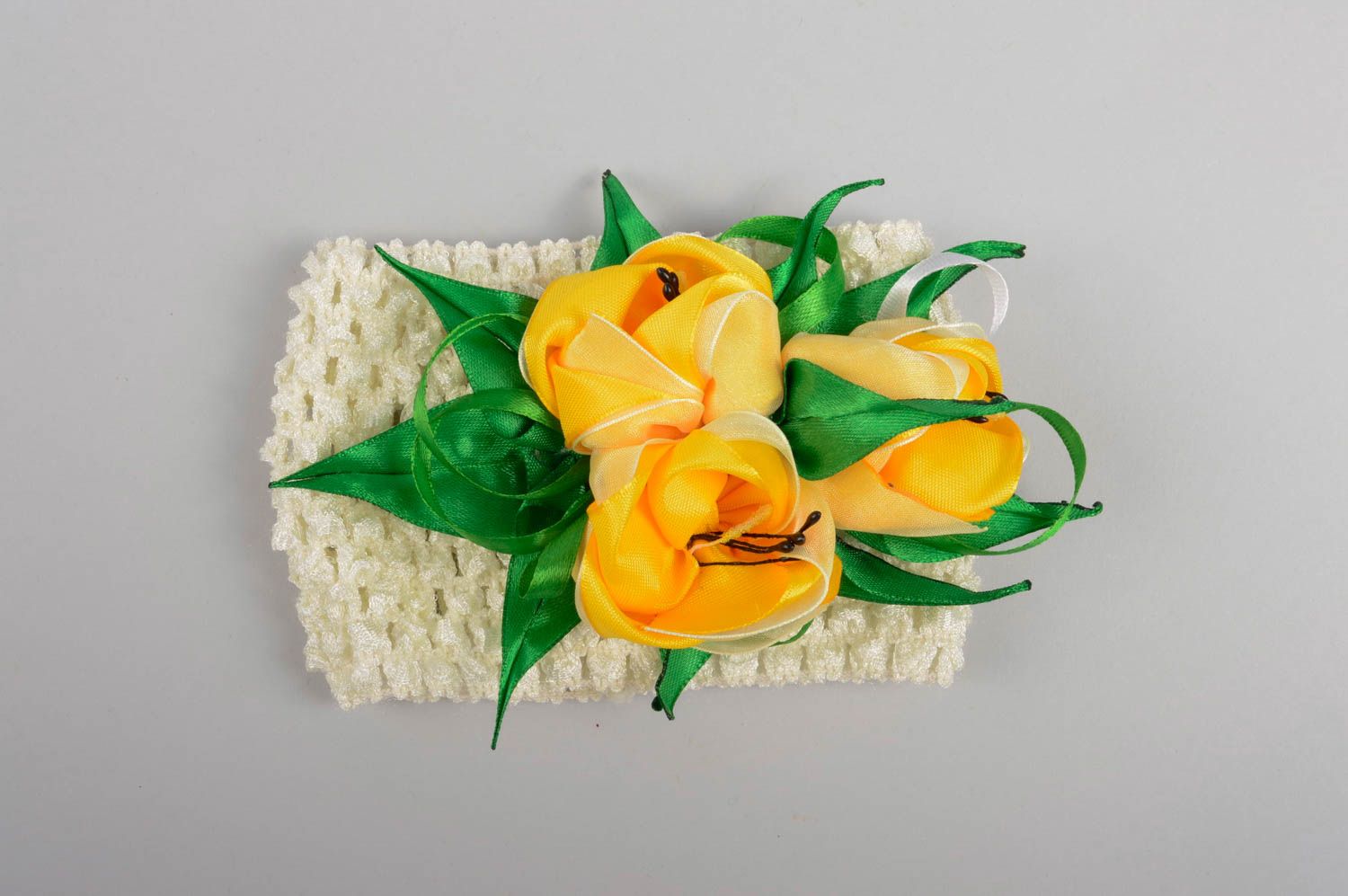 Handmade Haarband mit Blumen Mädchen Haarschmuck Accessoire für Haare Tulpen foto 3