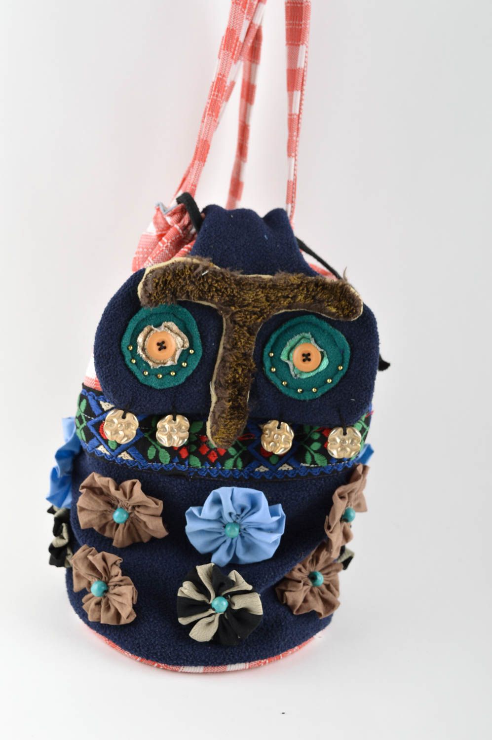 Сумка ручной работы текстильная сумка сова из ткани сумка через плечо яркая фото 5