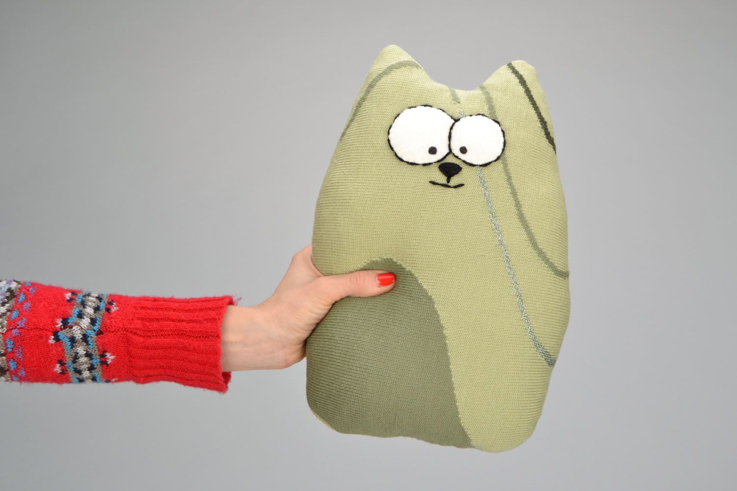 Игрушка подушка Зеленый кот фото 1