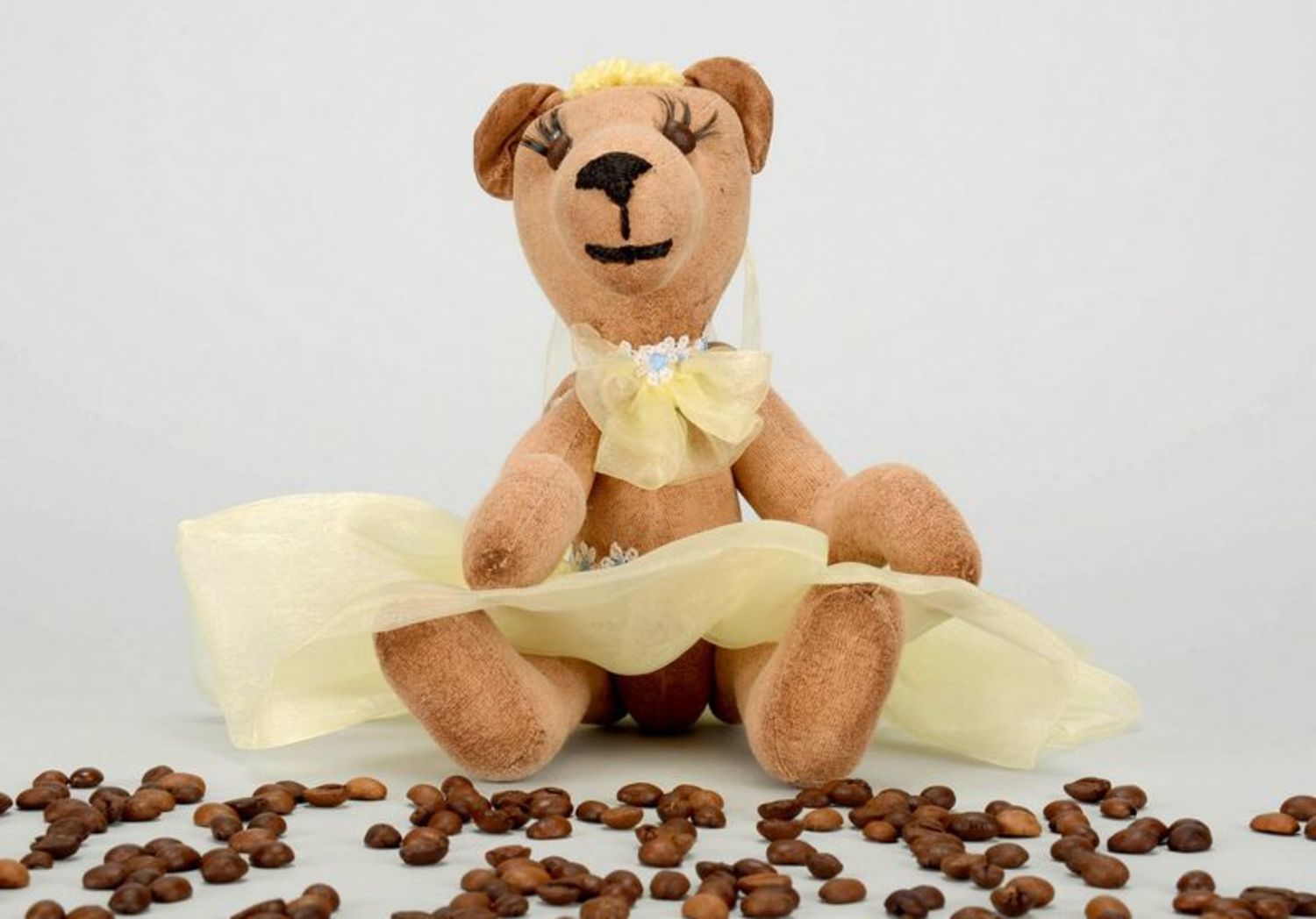 Soft fragrant toy Bear in yellow dress photo 1