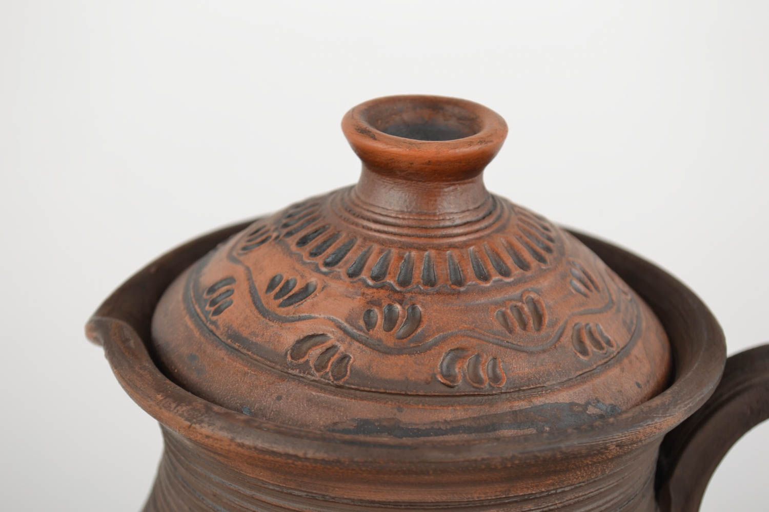 60 oz handmade ceramic wine jug with two goblets set 4 lb photo 2
