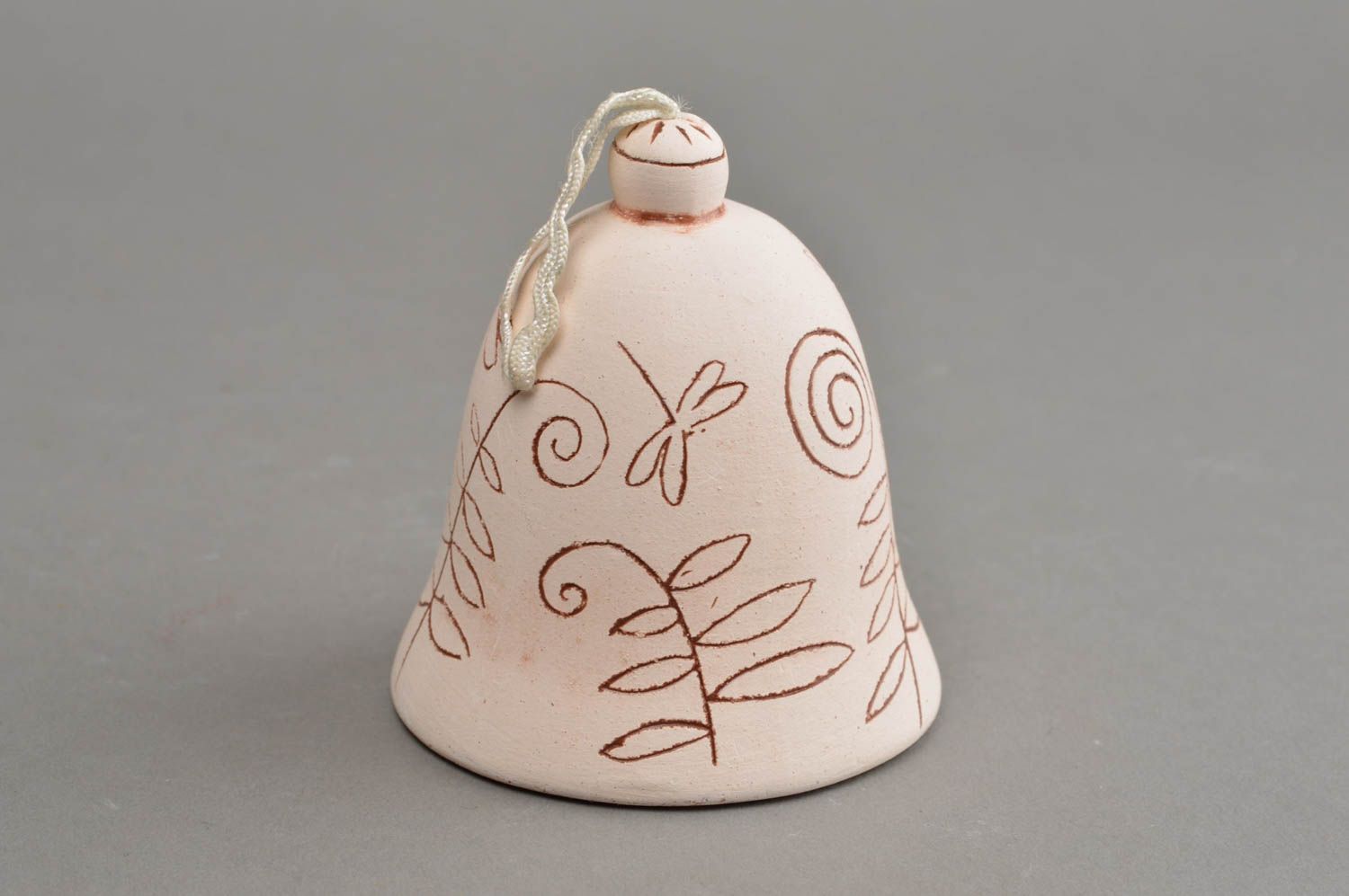 Originelles Designer Keramik Glöckchen handgemacht mit Bemalung für Öko Dekor foto 2