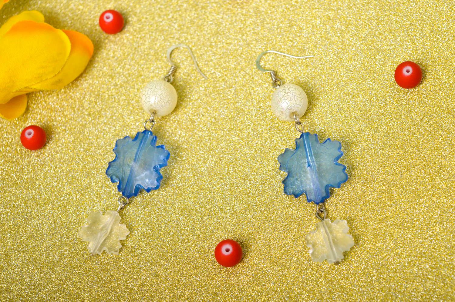Bunte Ohrringe Schmuck Ohrhänger handmade Ohrringe ausgefallener Ohrschmuck blau foto 1
