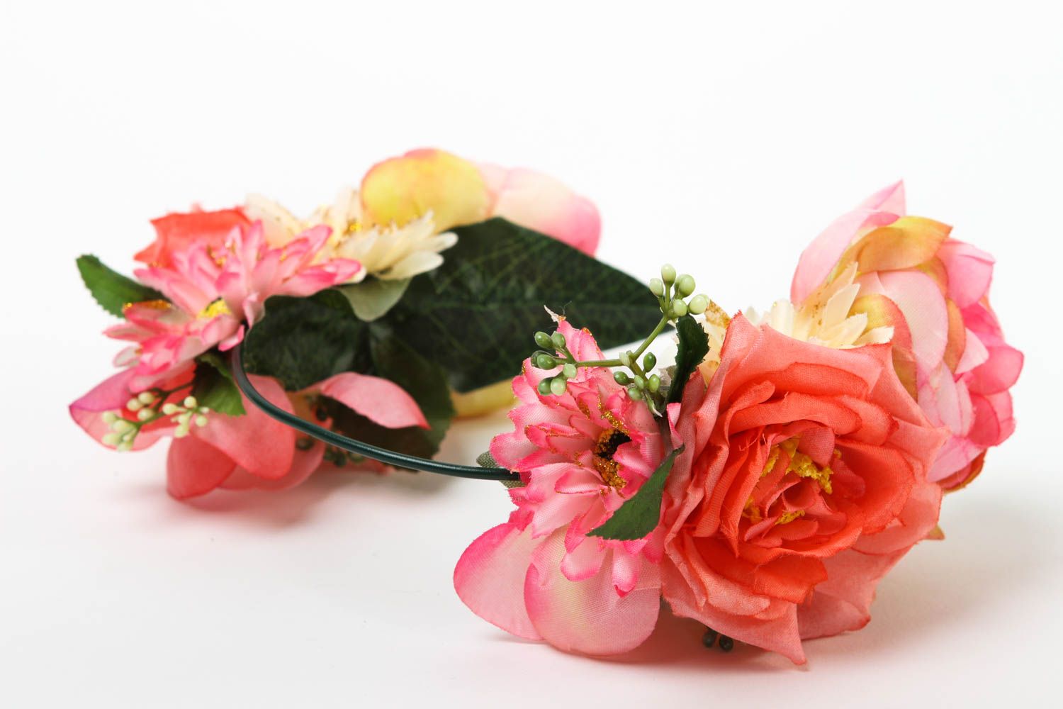 Serre-tête fleurs Bijou fait main en métal design cadeau Accessoire cheveux photo 3