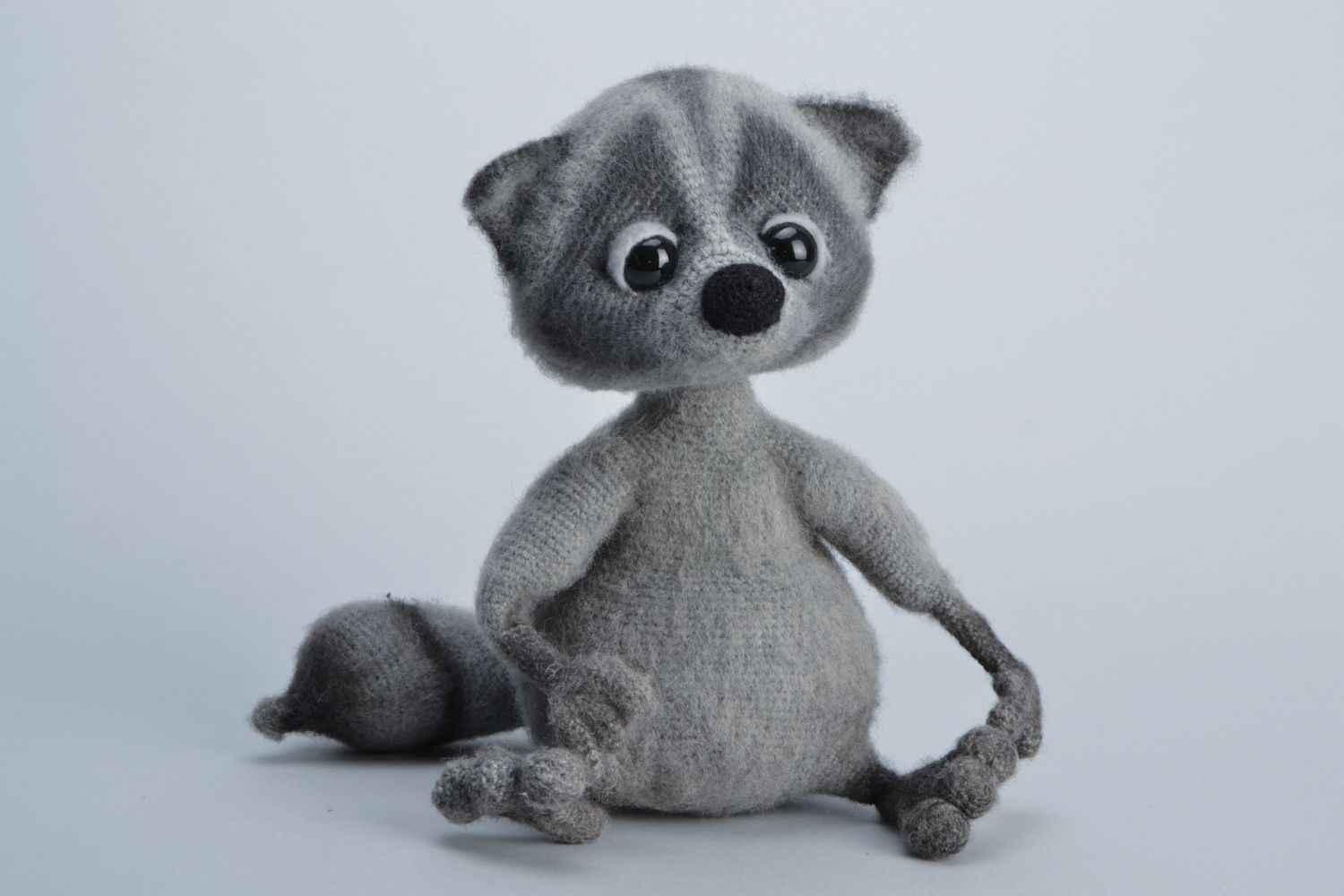 Fluffy crochet soft toy raccoon photo 1