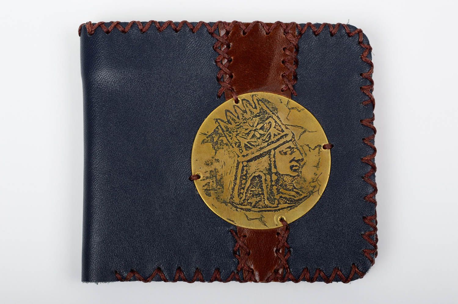 Unusual leather wallet handmade stylish purse unisex designer accessory photo 1