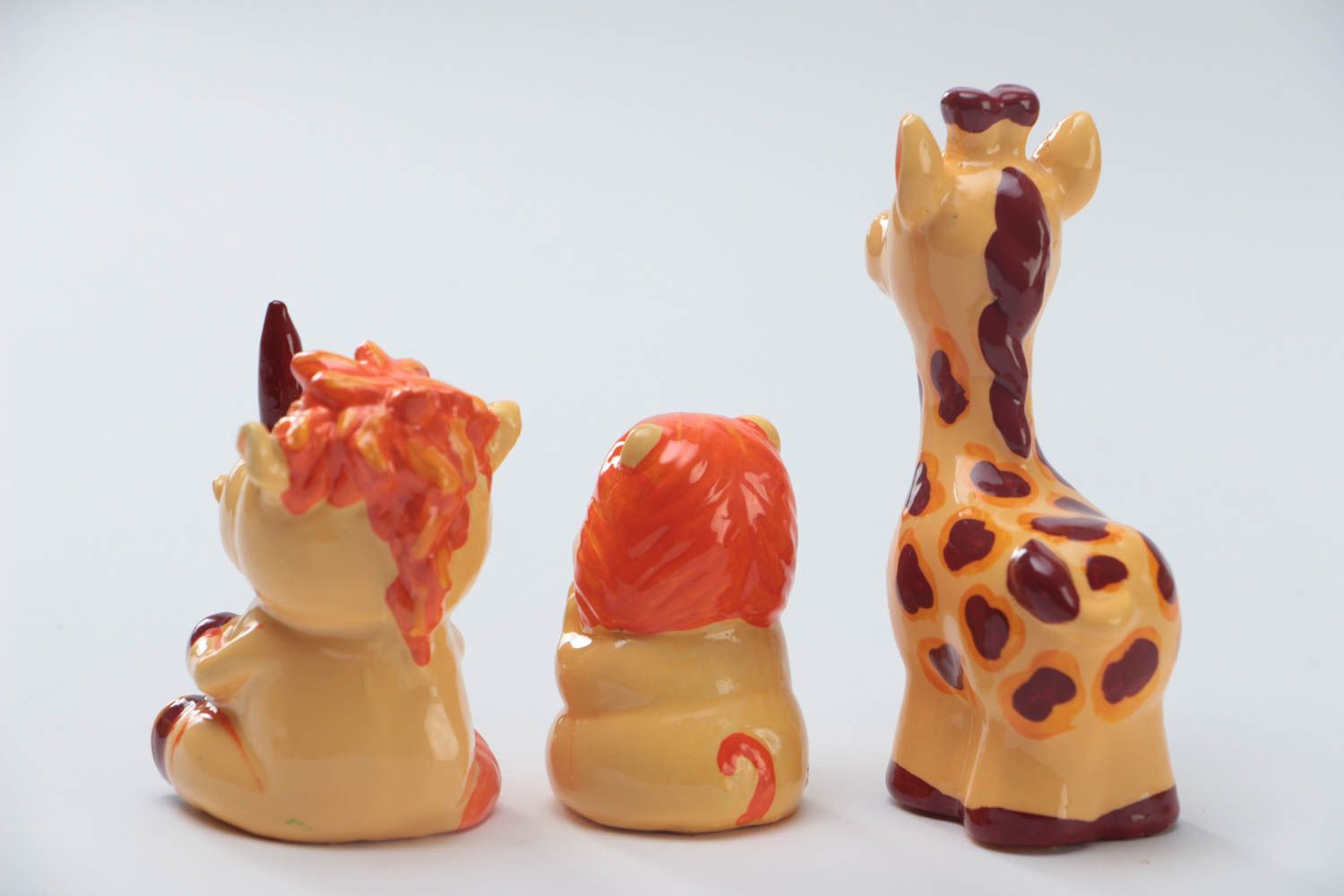 Ensemble de figurines en plâtre en forme d'animaux fait main 3 pièces décor photo 3