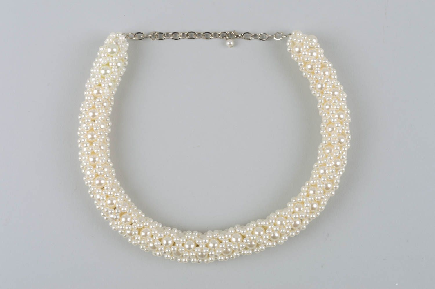 Collar de perlas de color blanco bisutería artesanal regalo original para mujer foto 2
