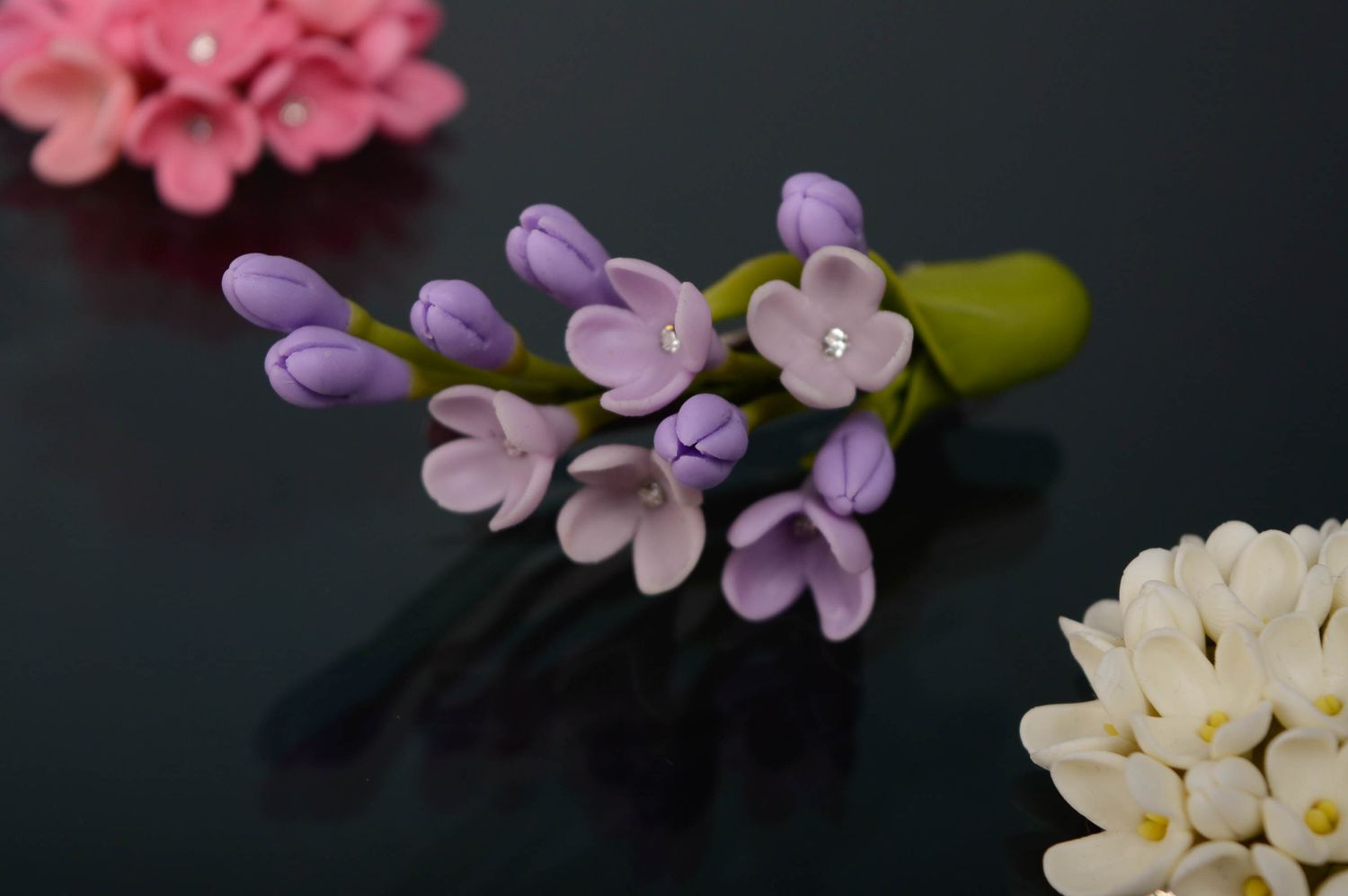 Handmade hair clip of violet color photo 4