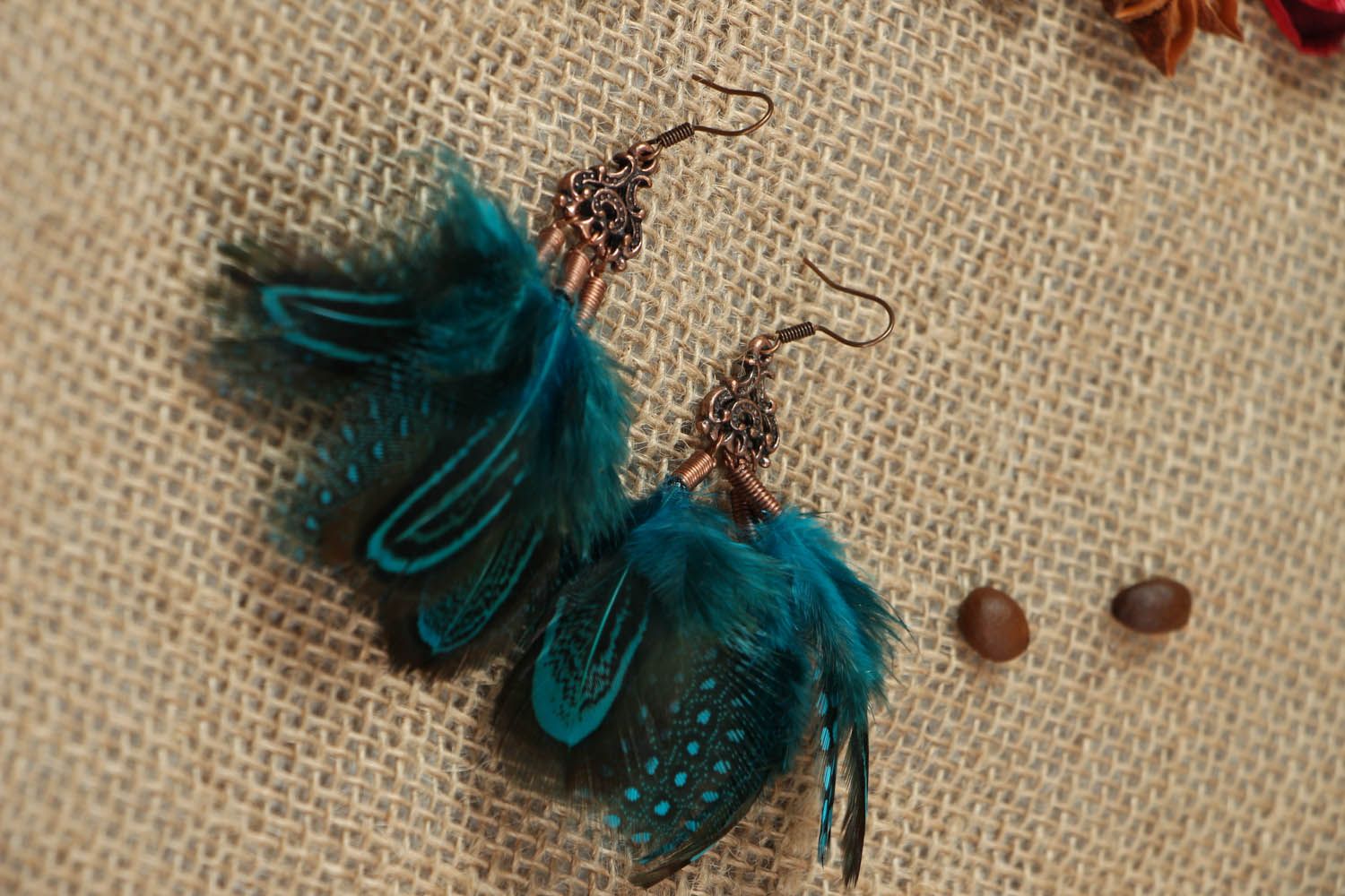 Boucles d'oreilles pendantes faites à main Faisan photo 3