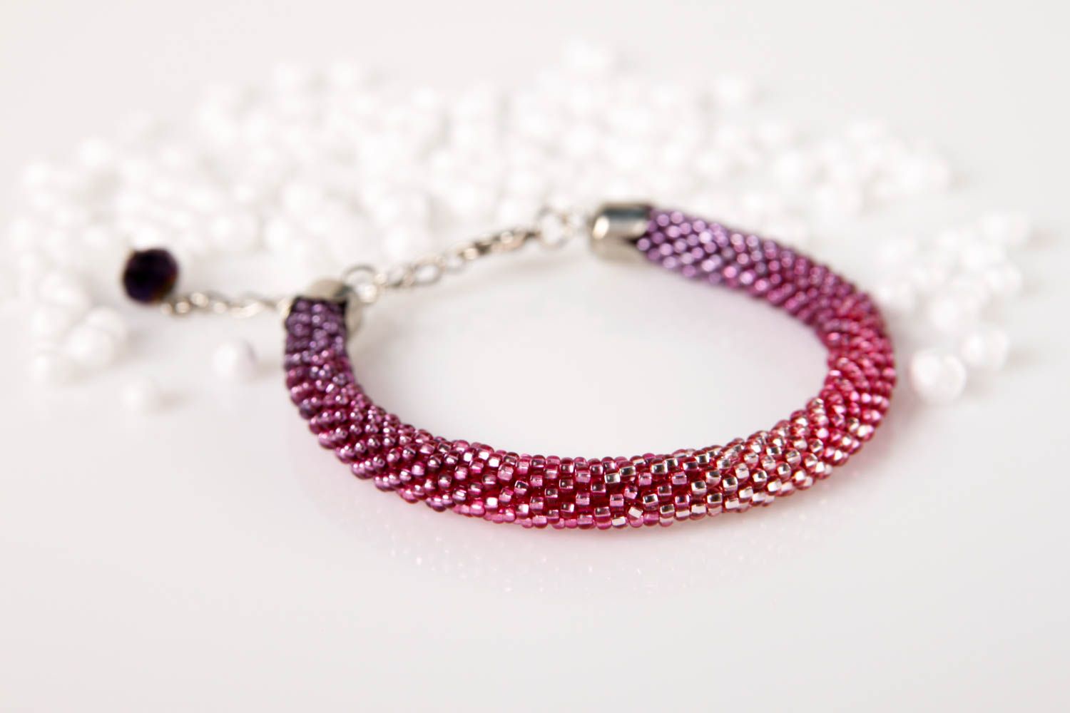 Rosa violettes Glasperlen Armband handmade Designer Schmuck Frauen Accessoire foto 1