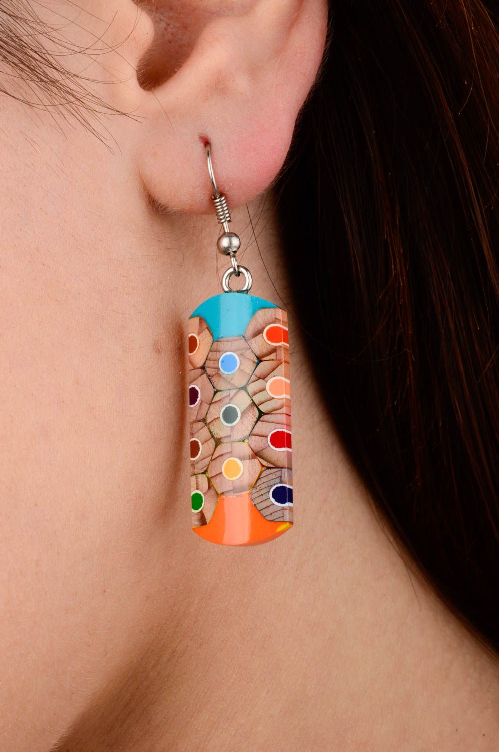 Handmade designer jewelry wooden earrings with charms fashion jewelry for women photo 2