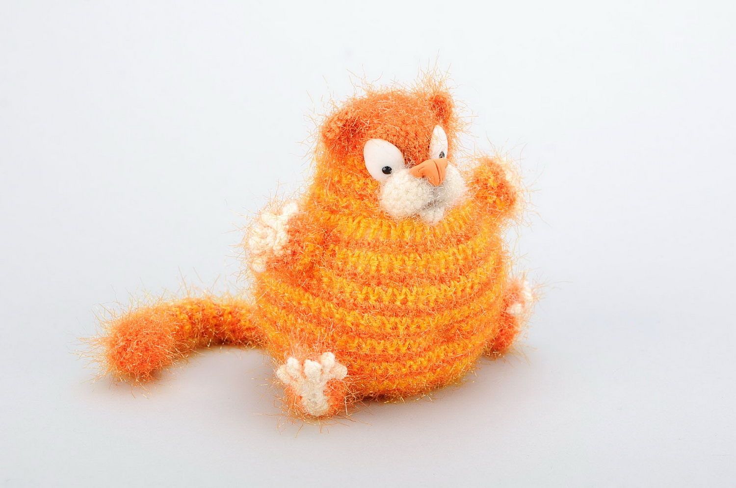 Jouet tricoté Chat roux  photo 1