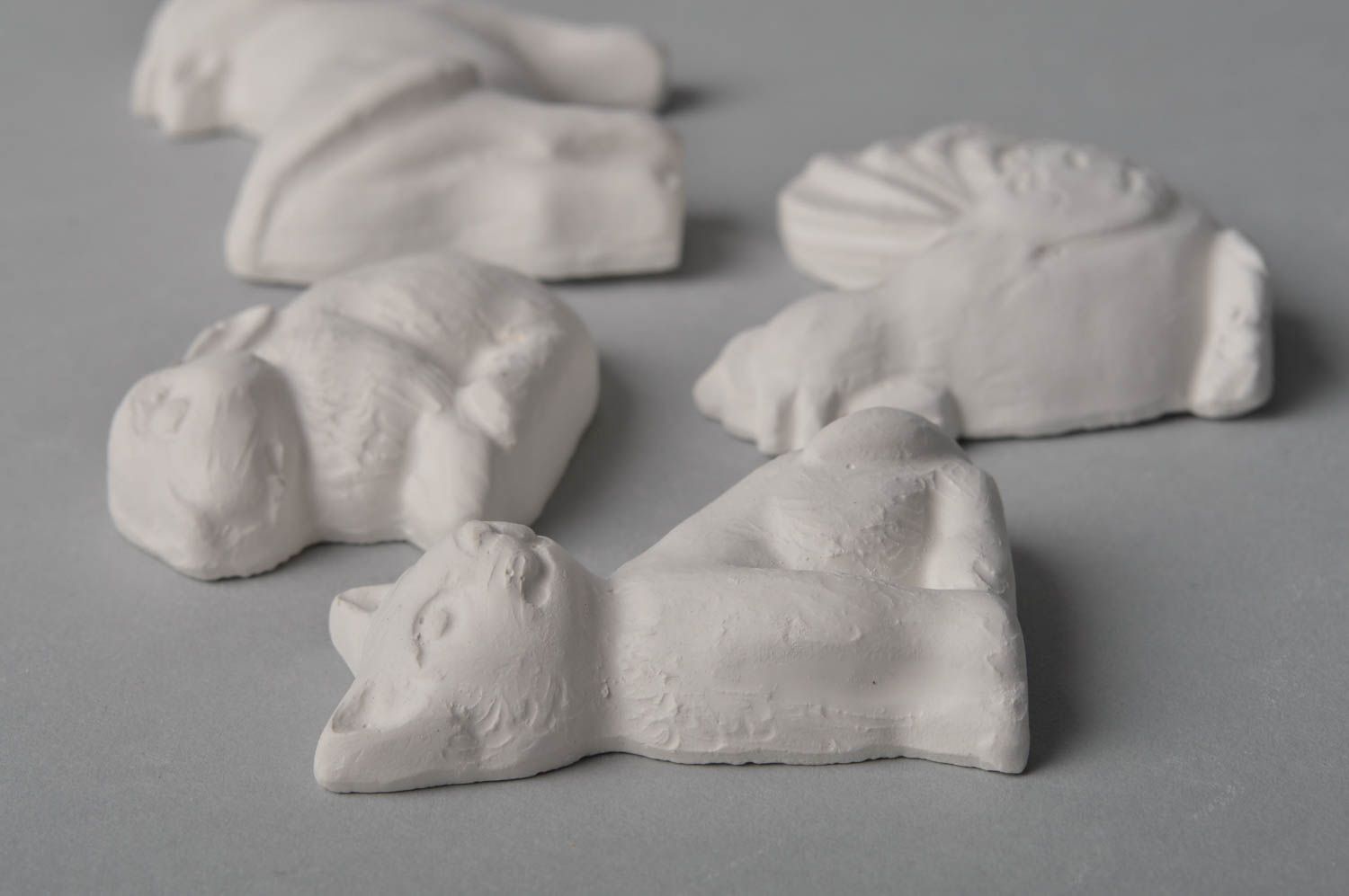 Beautiful handmade plaster blank figurine DIY crafts 7 pieces miniature animals photo 5