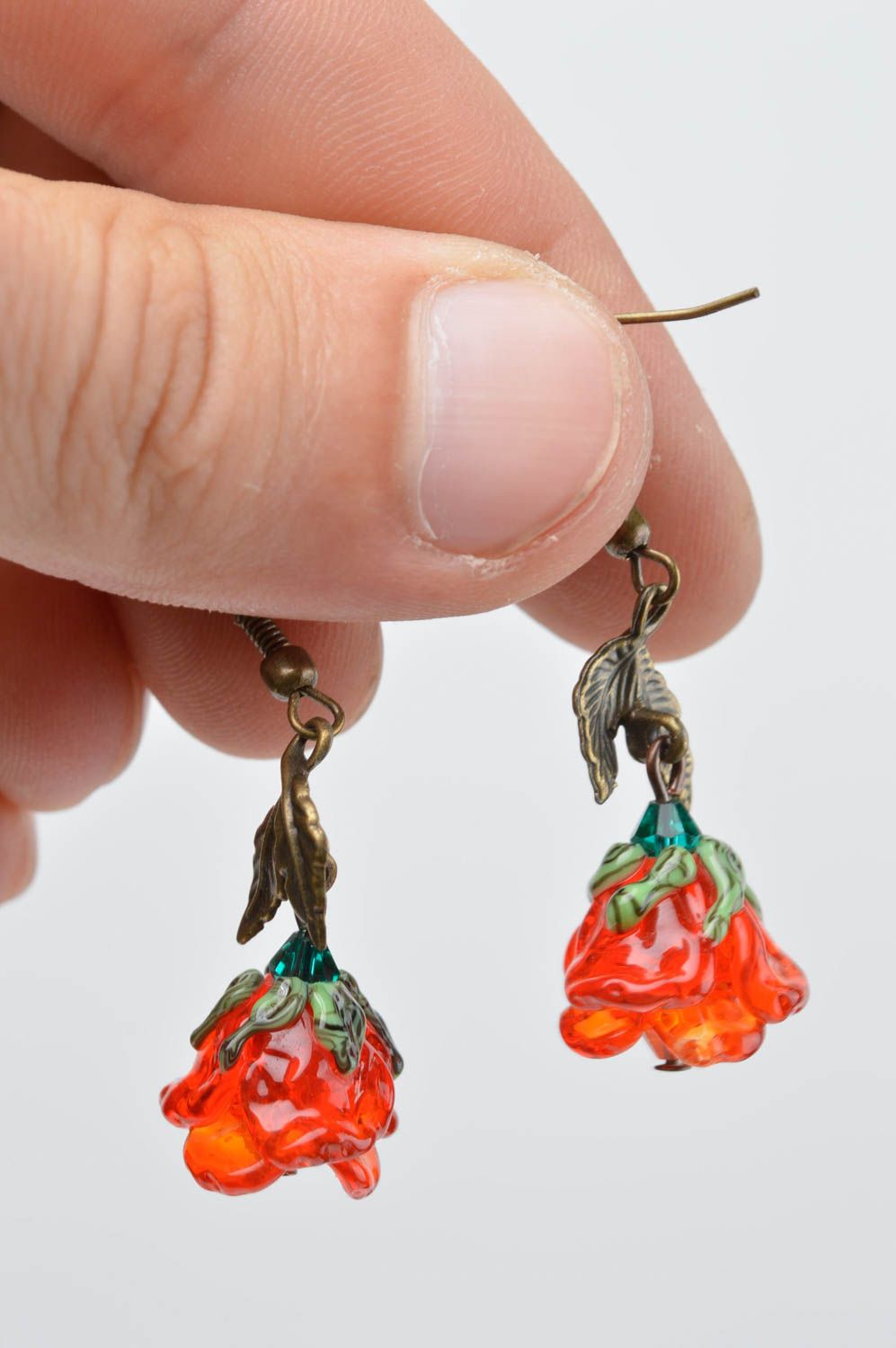 Flower handmade earrings stylish present for women glass earrings gift photo 5