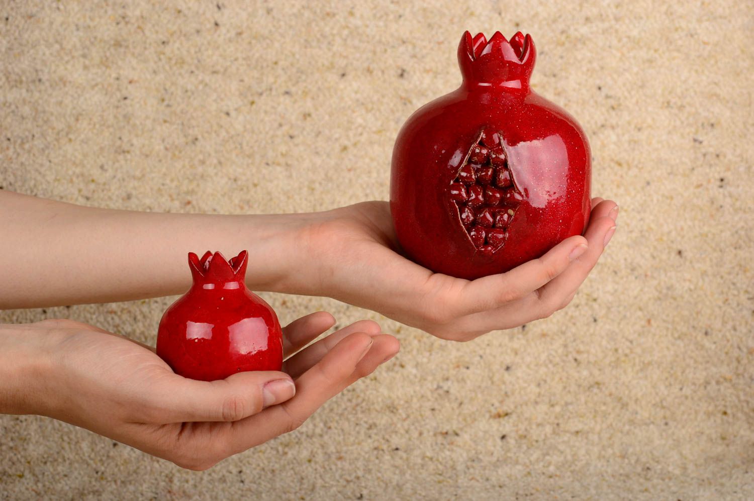 Vase set of 2 vases in the shape of red hot pomegranate 5 and 3 inches tall 0,77 lb photo 4